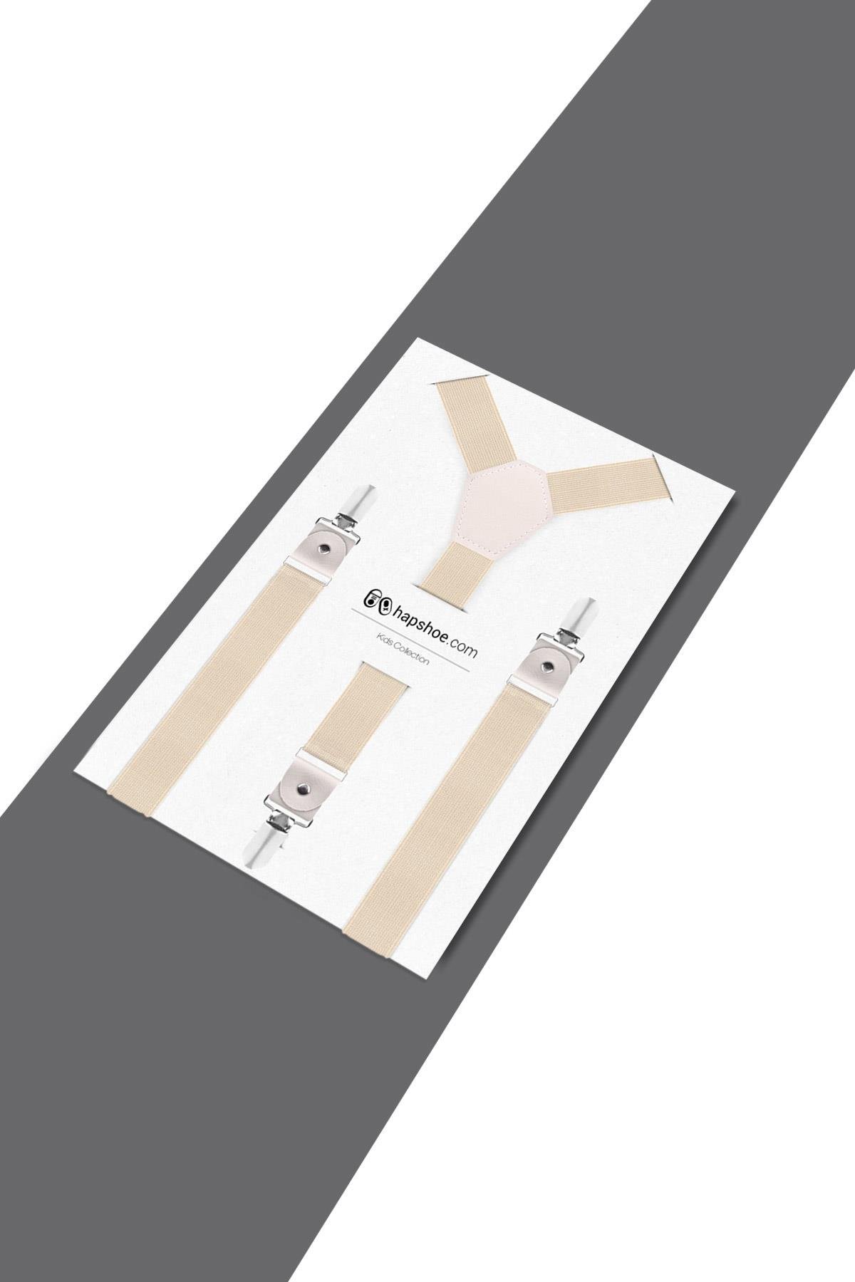 Ayarlanabilir Klipsli Krem Çocuk Kemer Pantolon Askısı