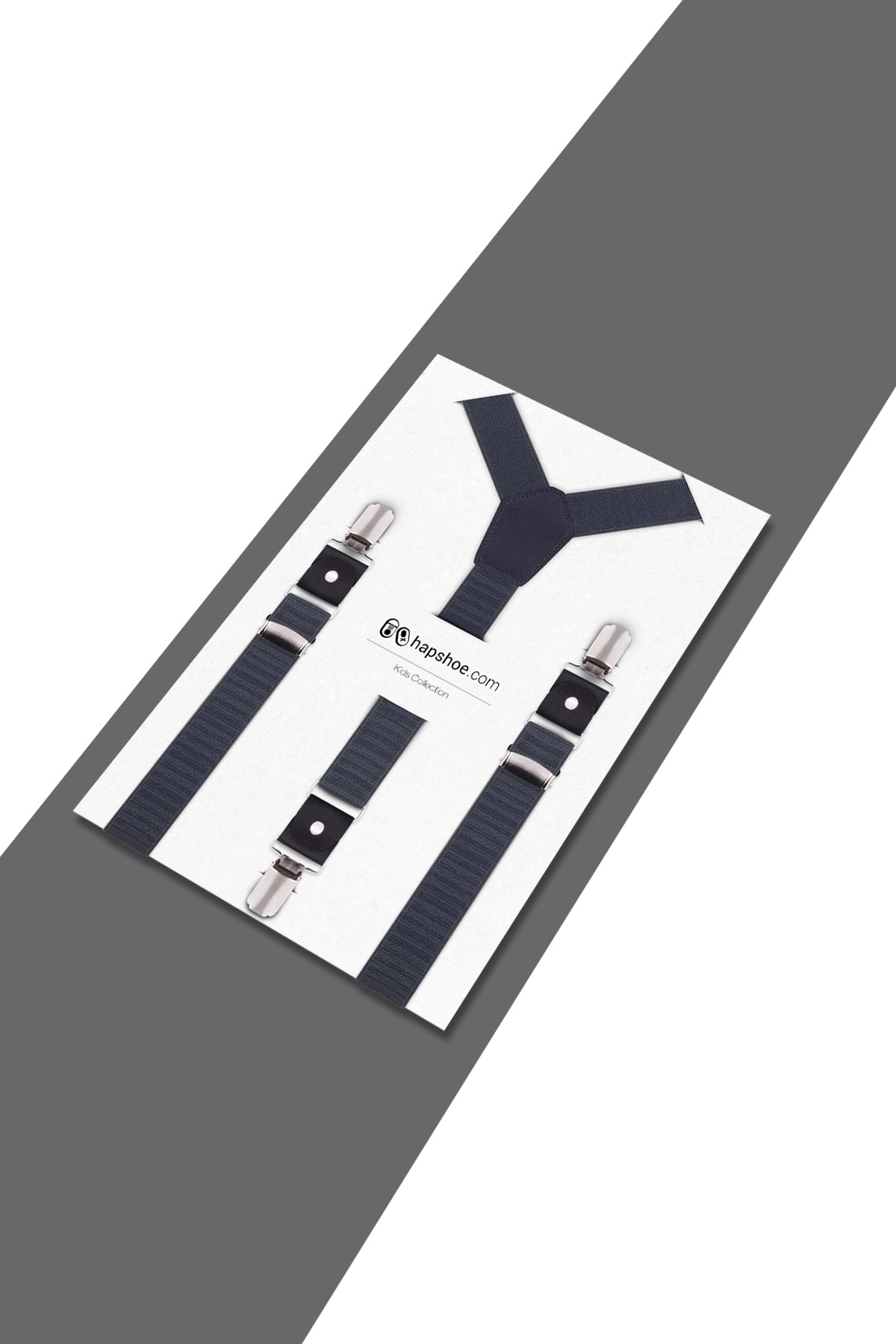 Ayarlanabilir Klipsli Gri Çocuk Kemer Pantolon Askısı