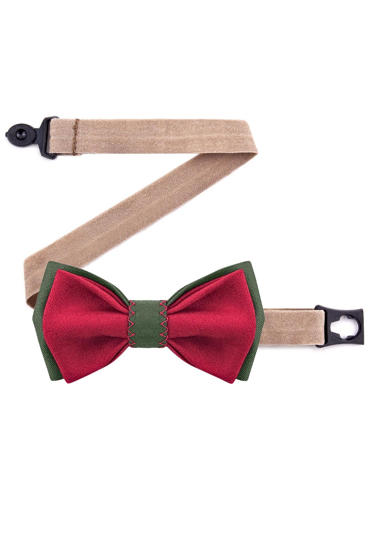 Yeni Yıl Temalı Yeşil Kırmızı Çocuk ve Bebek Papyonu