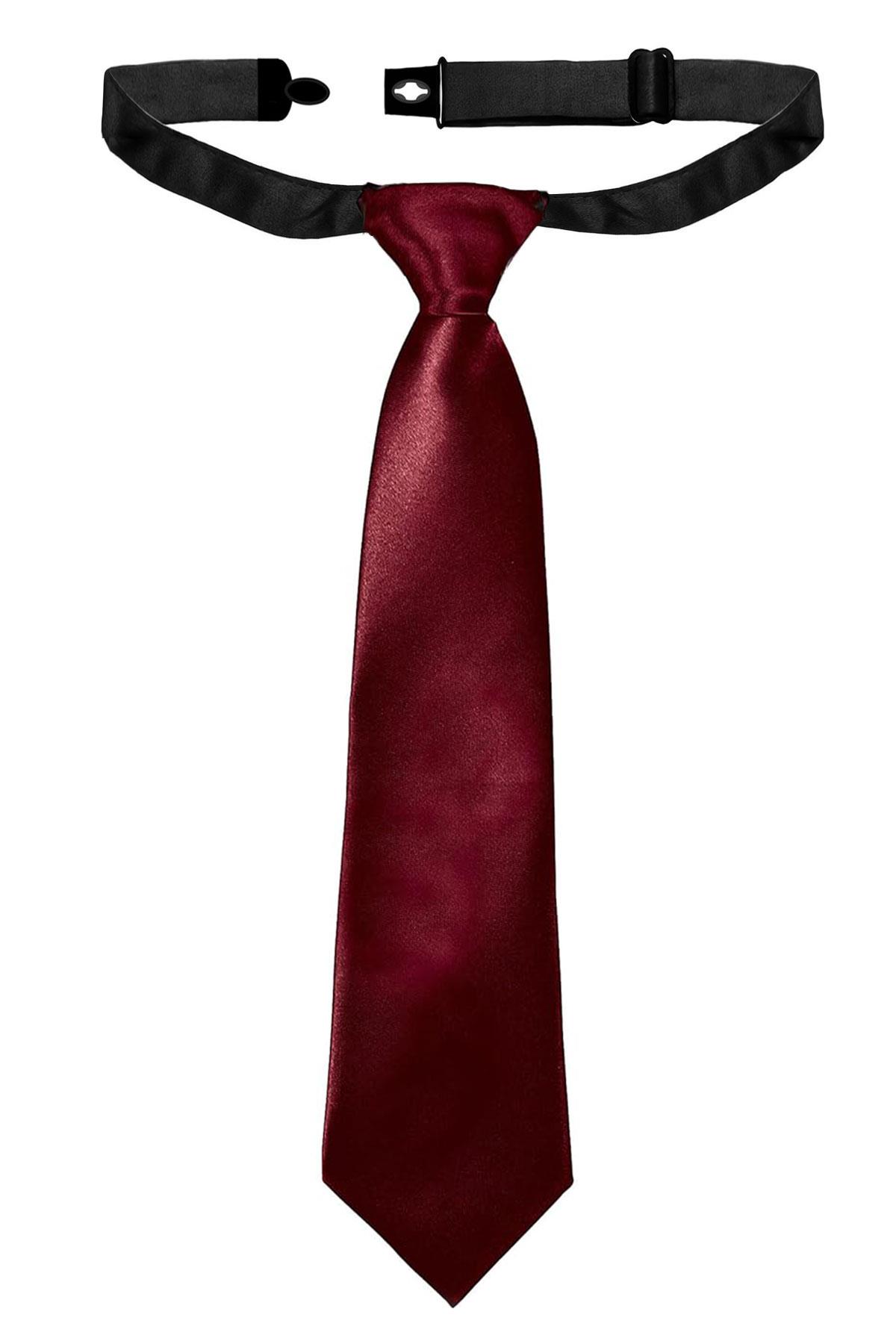 Bordo Ayarlanabilir Saten Çocuk Kravat
