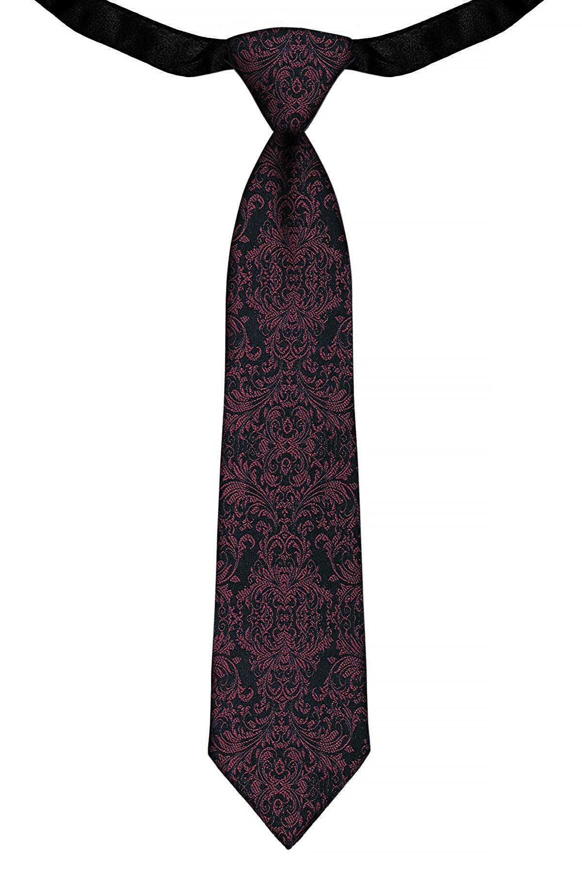 Bordo Jakarlı Ayarlanabilir Saten Çocuk Kravat ve Mendil Seti