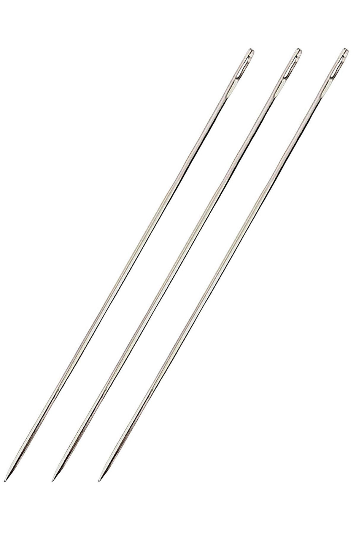 4 No 1,3 mm 15 Cm Uzun 3 Adet Çuvaldız Saraç El Dikiş İğnesi