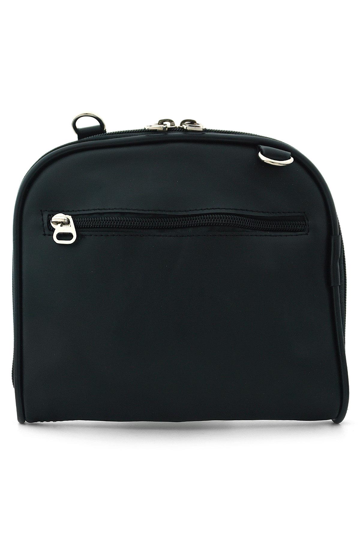 Siyah Kesim Detaylı Çift Ebat Portatif Alışveriş Çantası