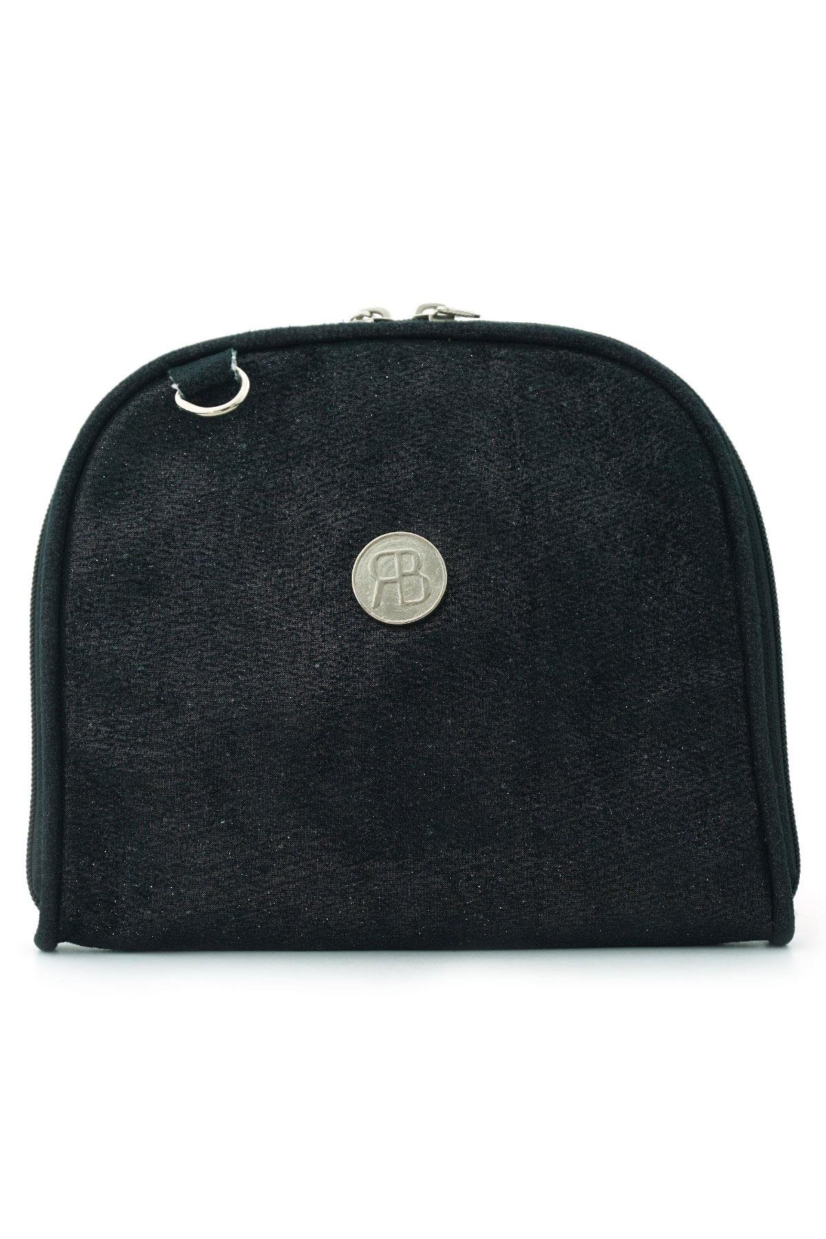 Siyah Simli Çift Ebat Portatif Alışveriş Çantası