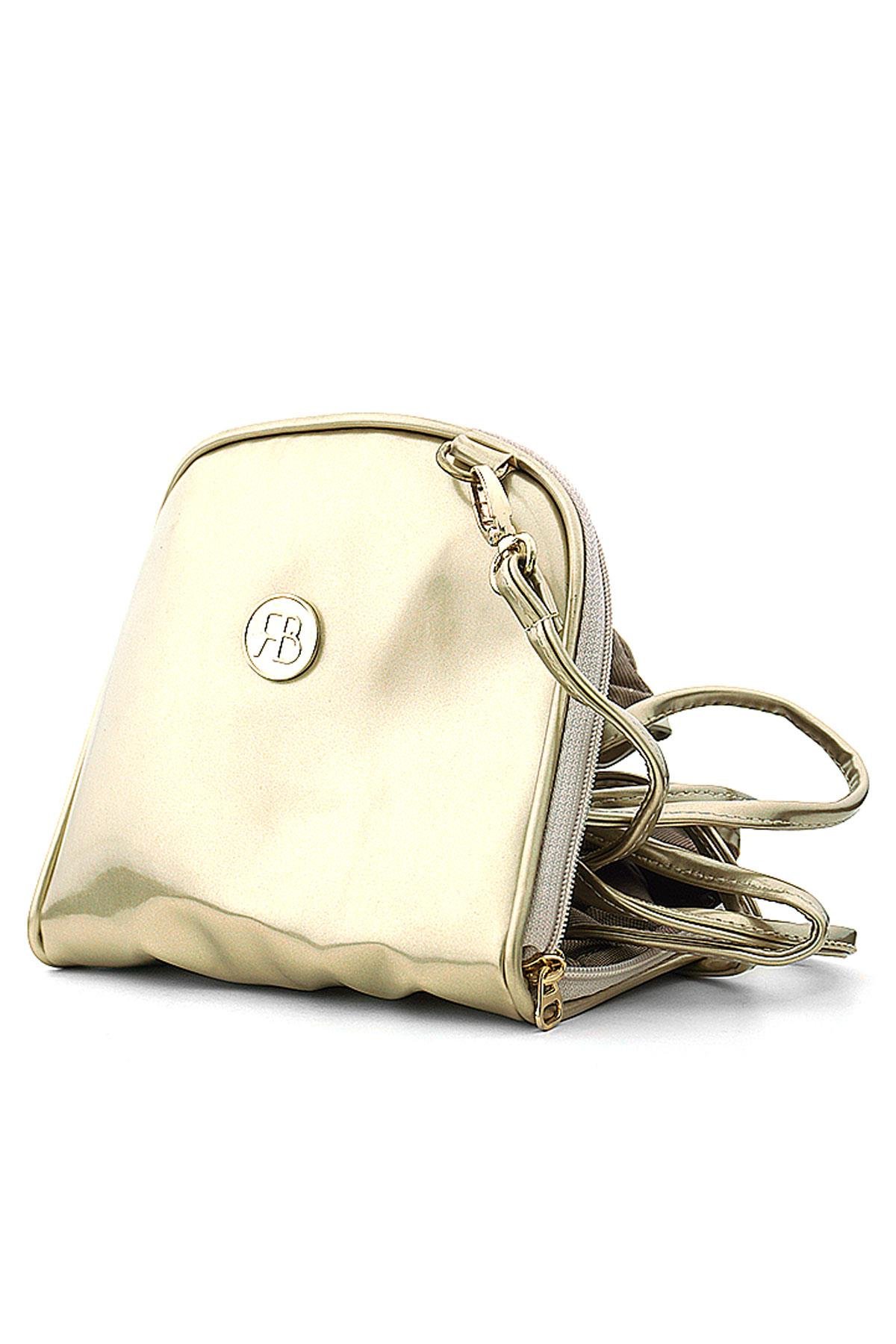 Altın Renkli Çift Ebat Portatif Alışveriş Çantası