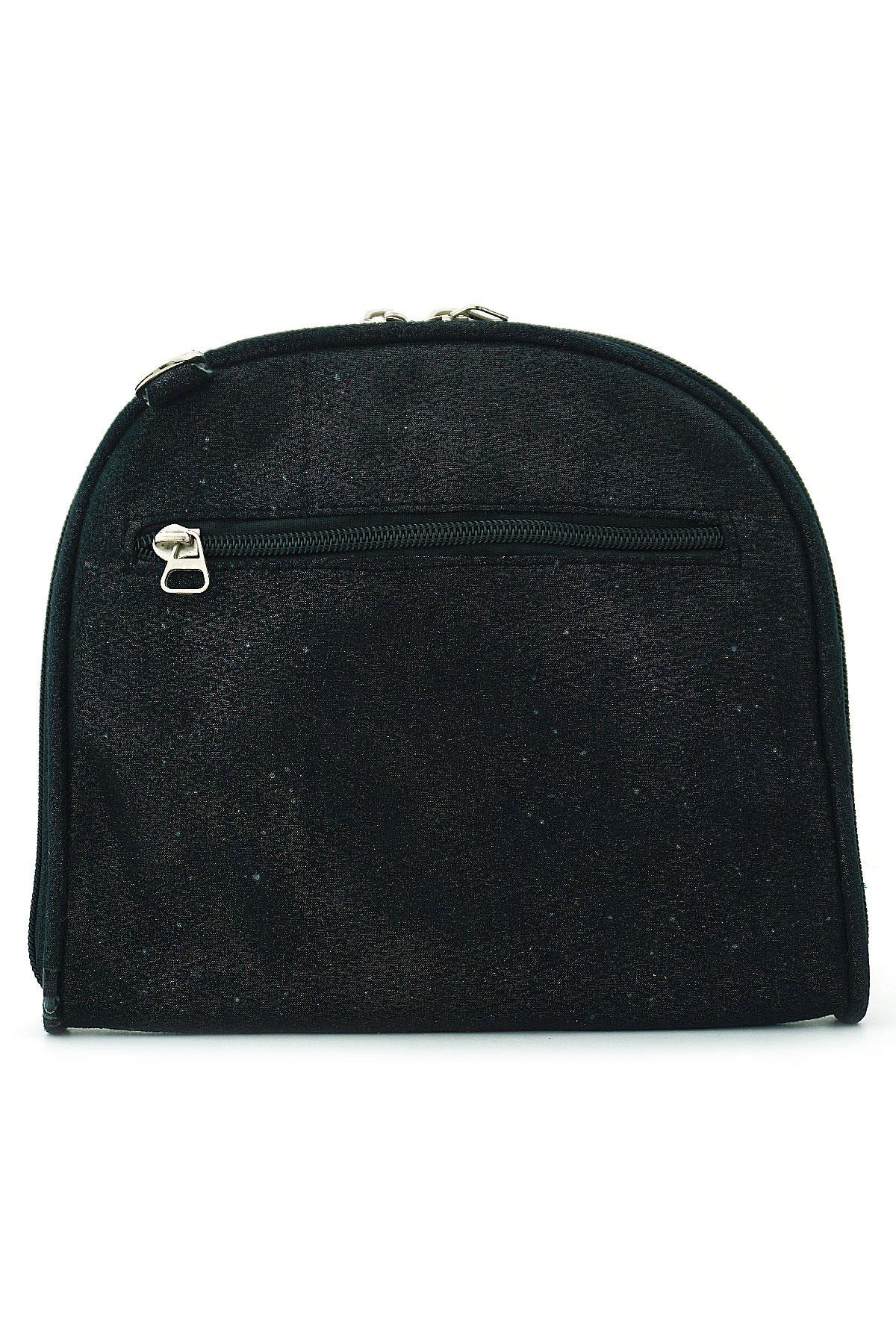 Siyah Simli Çift Ebat Portatif Alışveriş Çantası