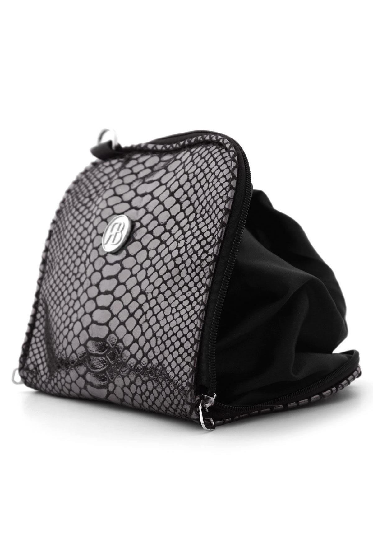 Siyah Antrasit Desenli Çift Ebat Portatif Alışveriş Çantası