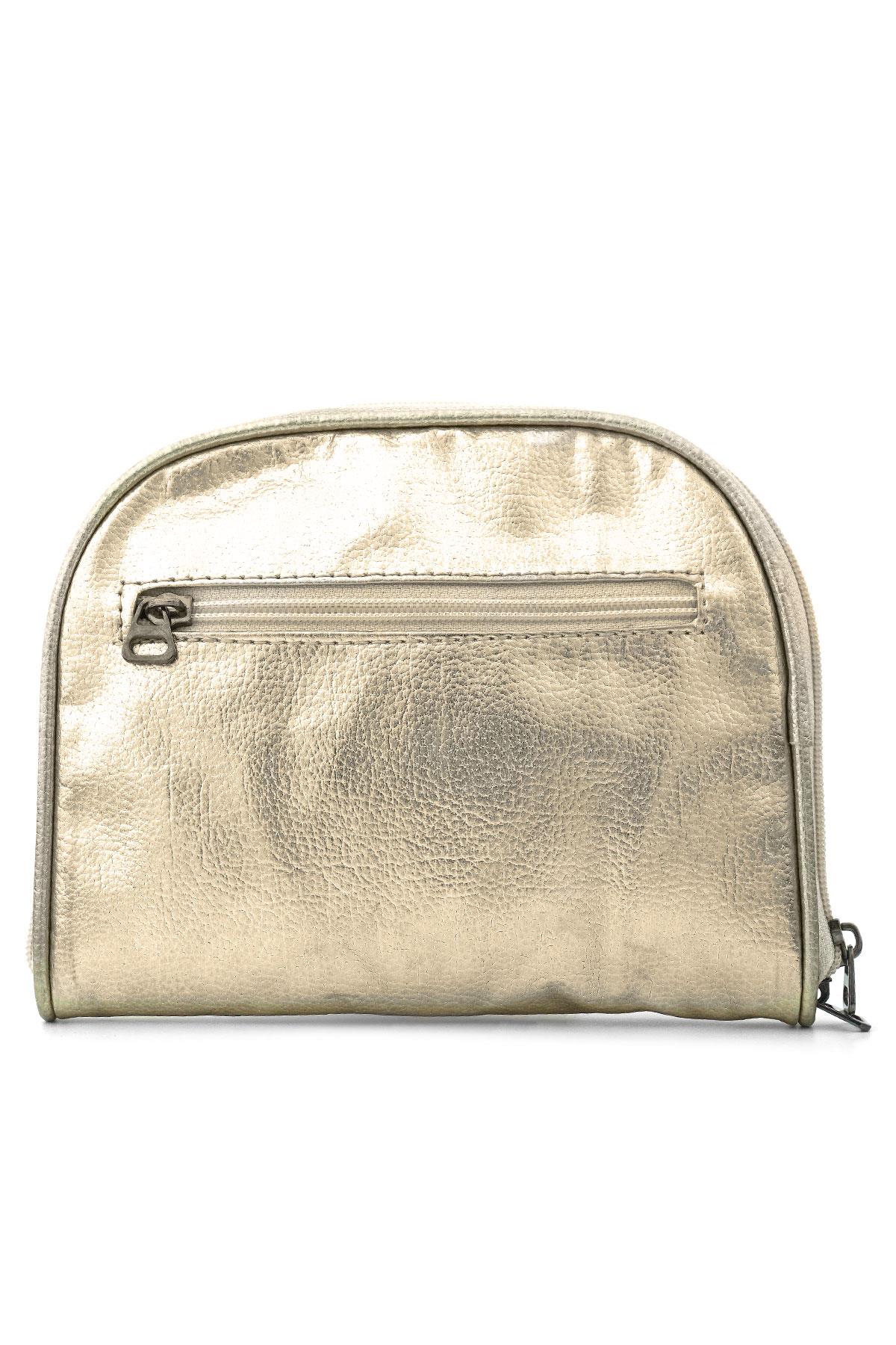 Parlak Altın Renkli Çift Ebat Portatif Alışveriş Çantası