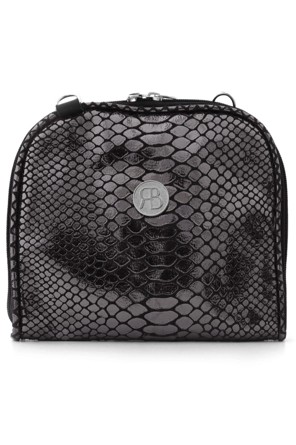 Siyah Antrasit Desenli Çift Ebat Portatif Alışveriş Çantası