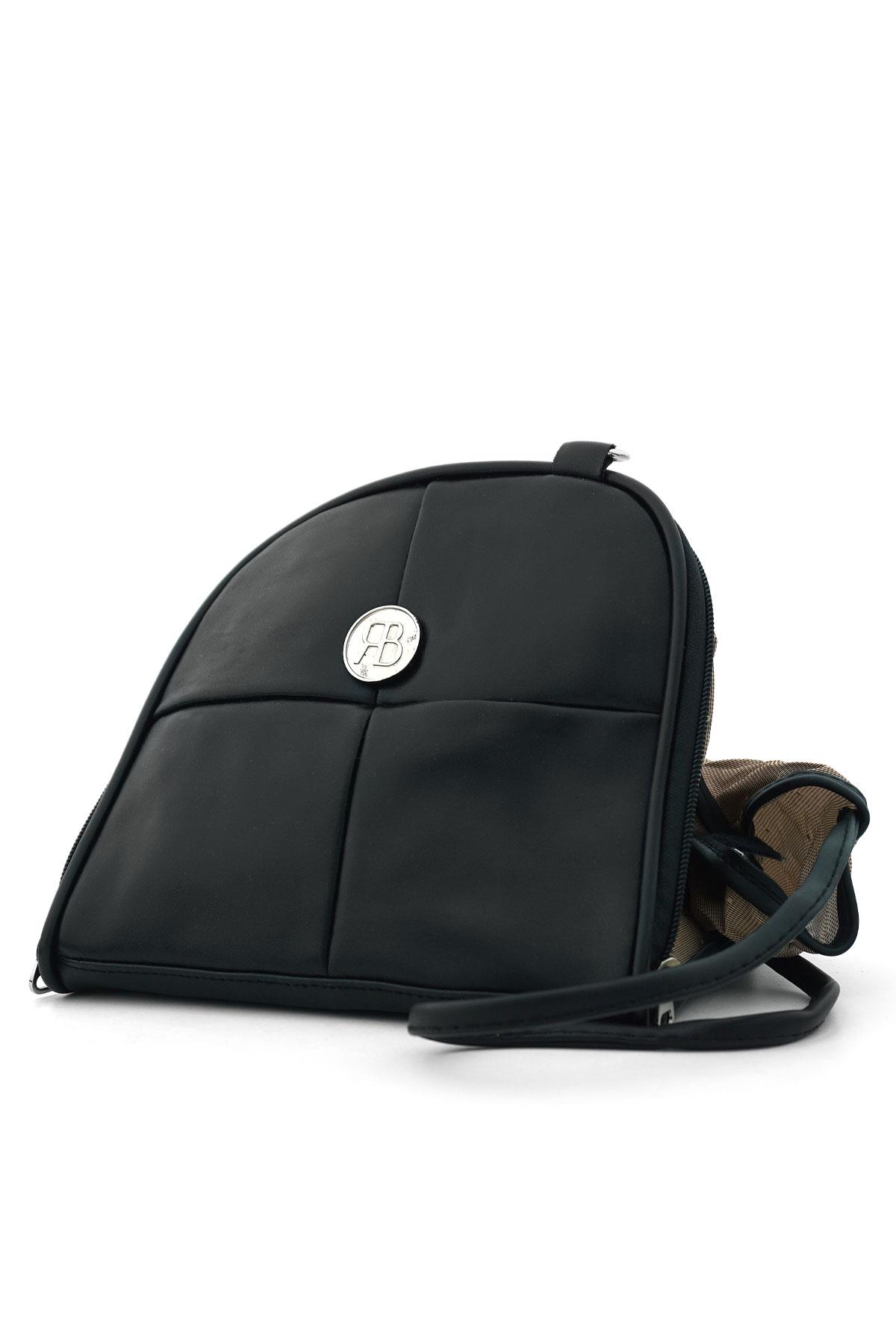 Siyah Kesim Detaylı Çift Ebat Portatif Alışveriş Çantası