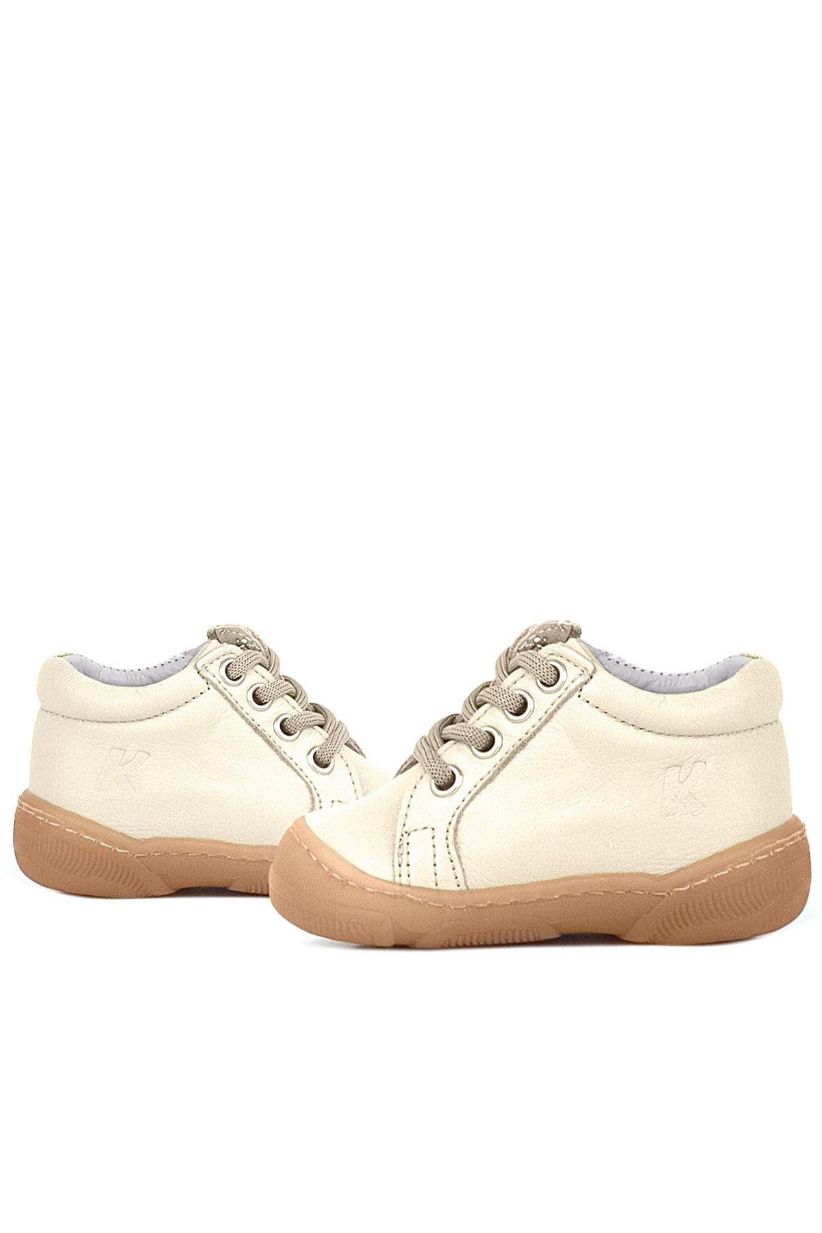 Soft Genuine Leather Zippered Beige Baby Boots