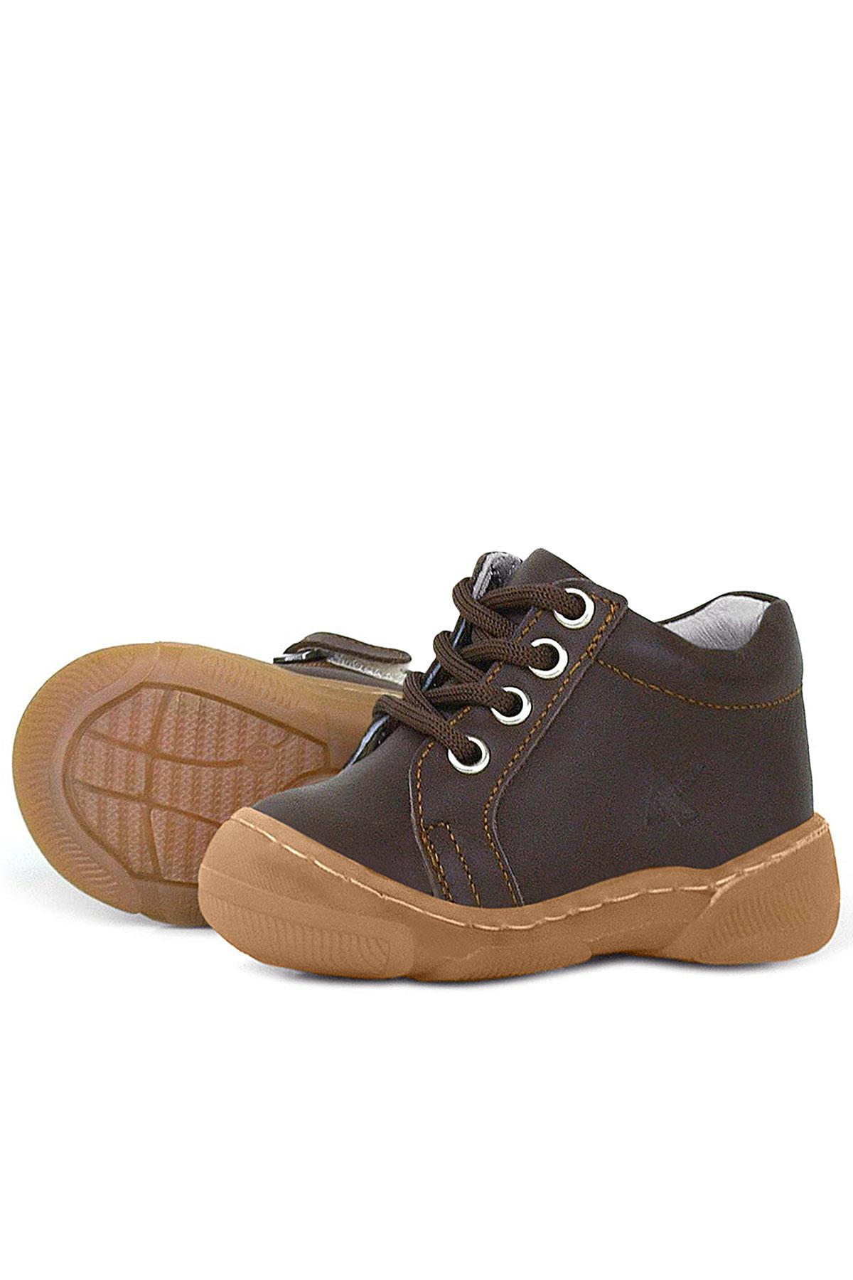 Anatomik Yumuşak Hakiki Deri Fermuarlı Kahve Bebek Bot Ayakkabı
