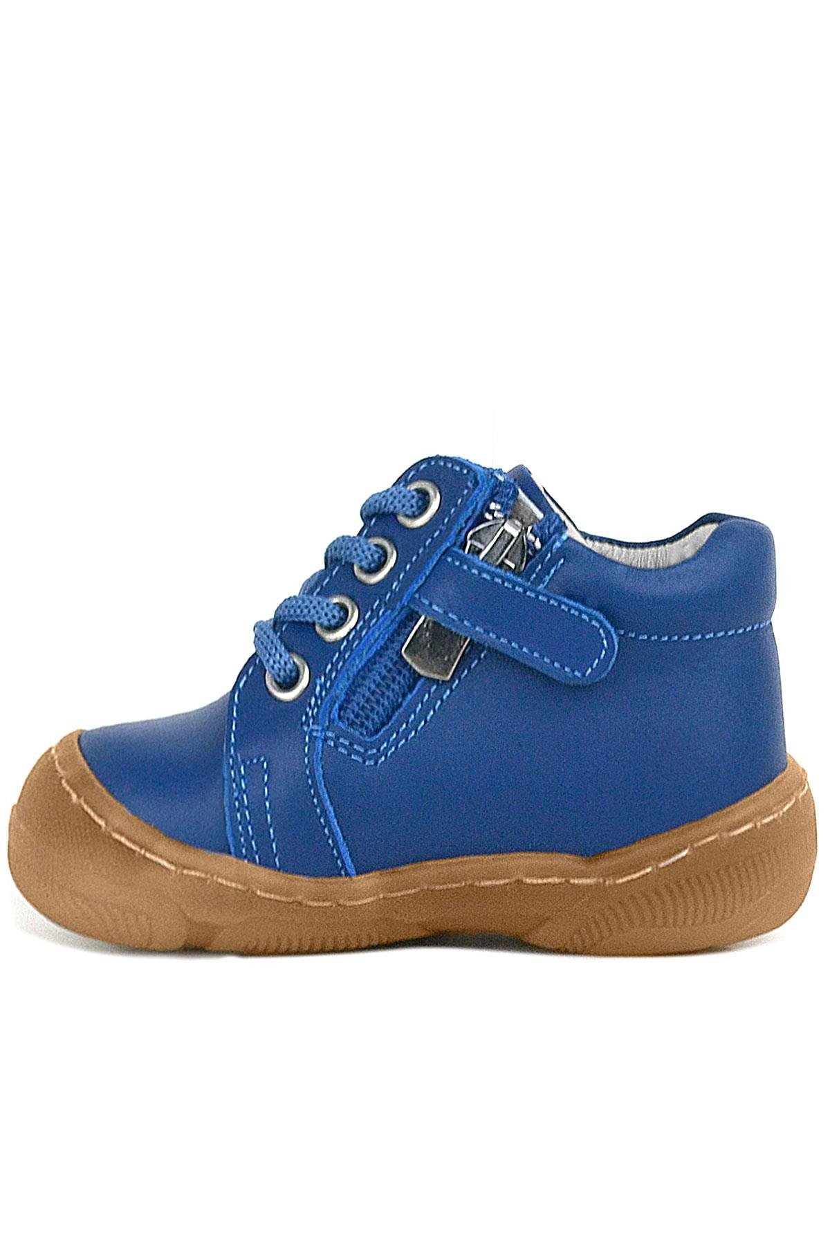 Soft Genuine Leather Zippered Dark Blue Baby Boots