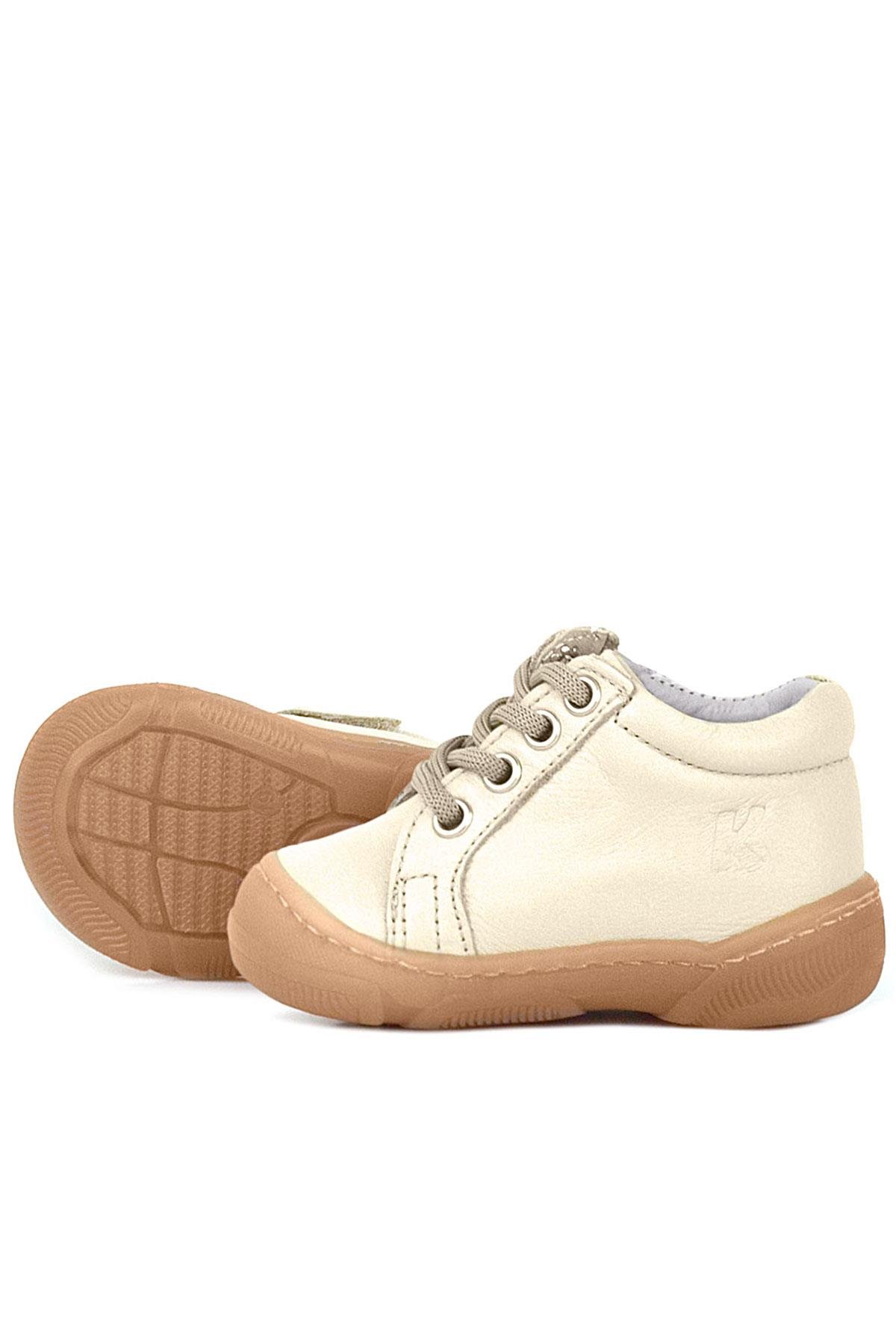 Soft Genuine Leather Zippered Beige Baby Boots