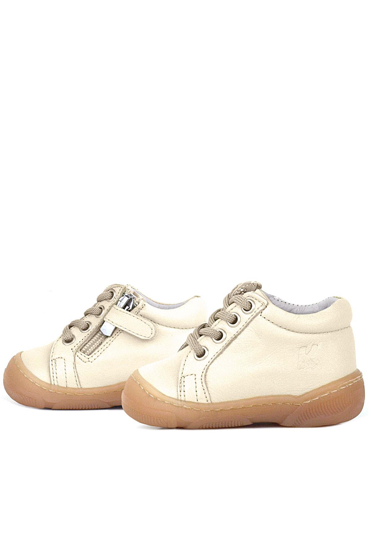 Soft Genuine Leather Zippered Beige Baby Boots