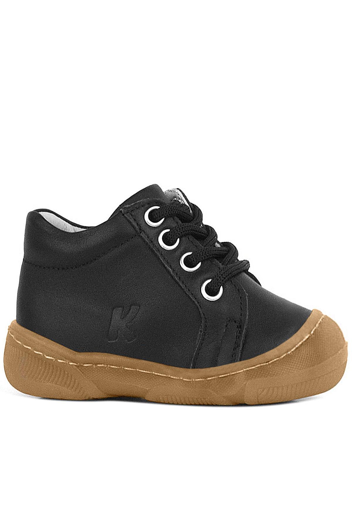 Anatomik Yumuşak Hakiki Deri Fermuarlı Siyah Bebek Bot Ayakkabı