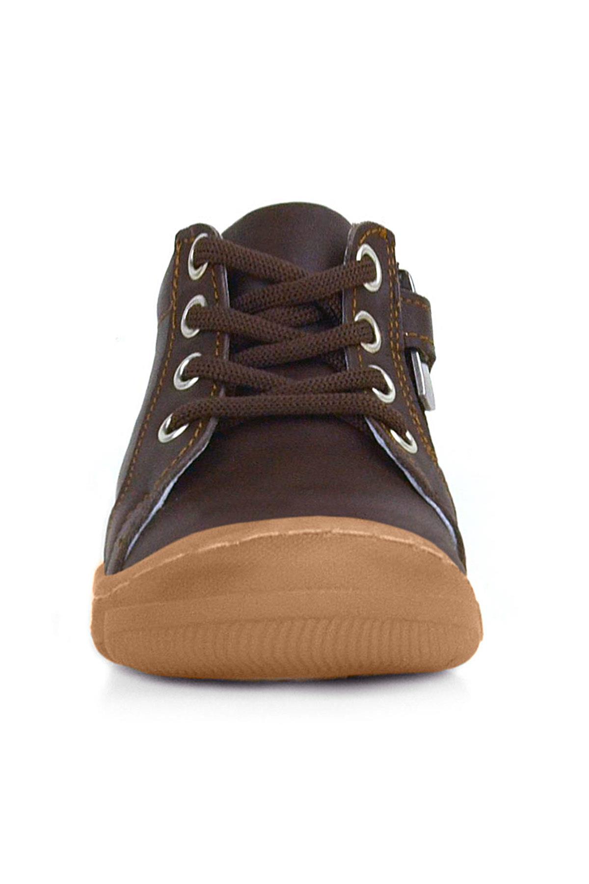 Anatomik Yumuşak Hakiki Deri Fermuarlı Kahve Bebek Bot Ayakkabı