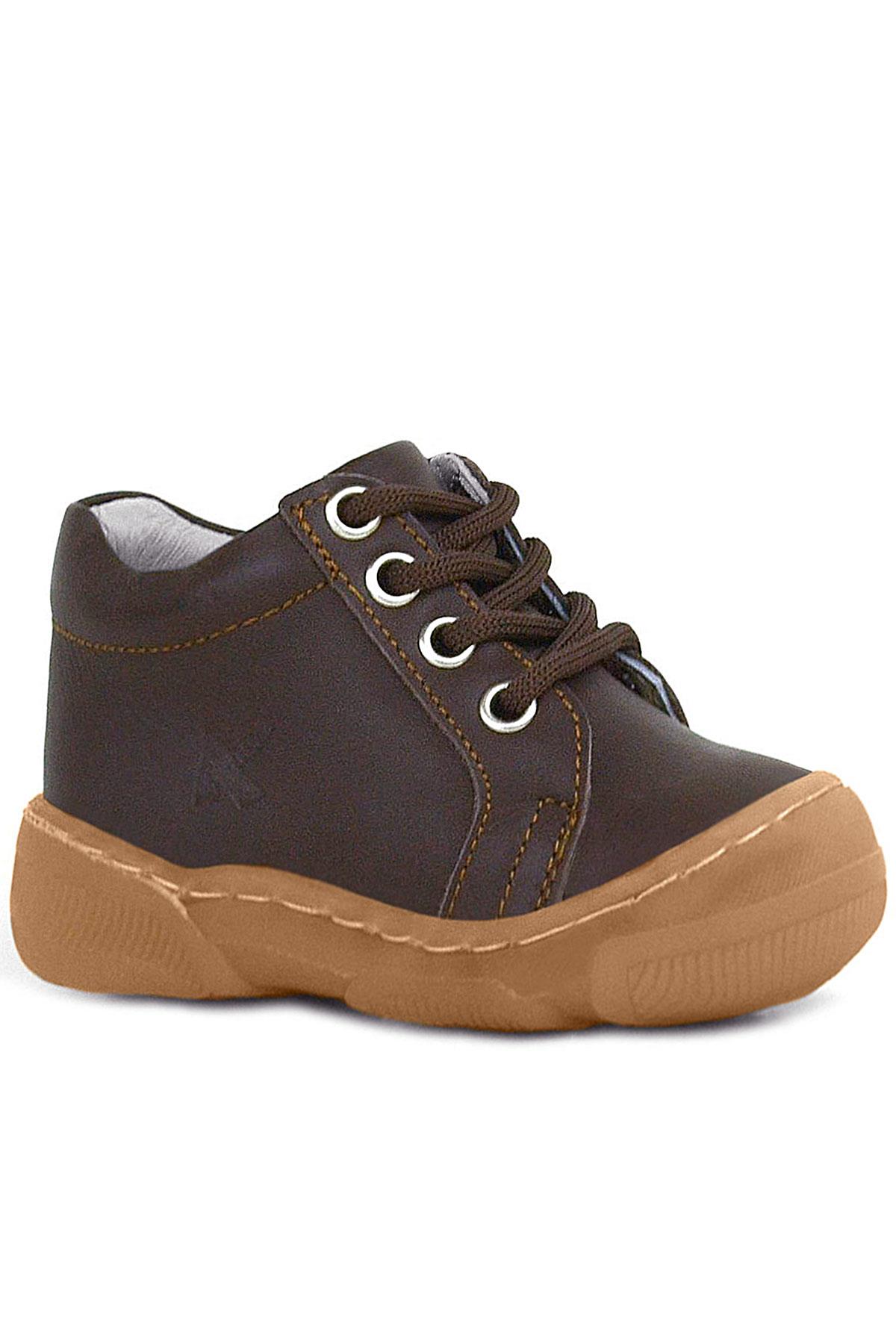 Anatomik Yumuşak Hakiki Deri Fermuarlı Kahve Bebek Bot Ayakkabı