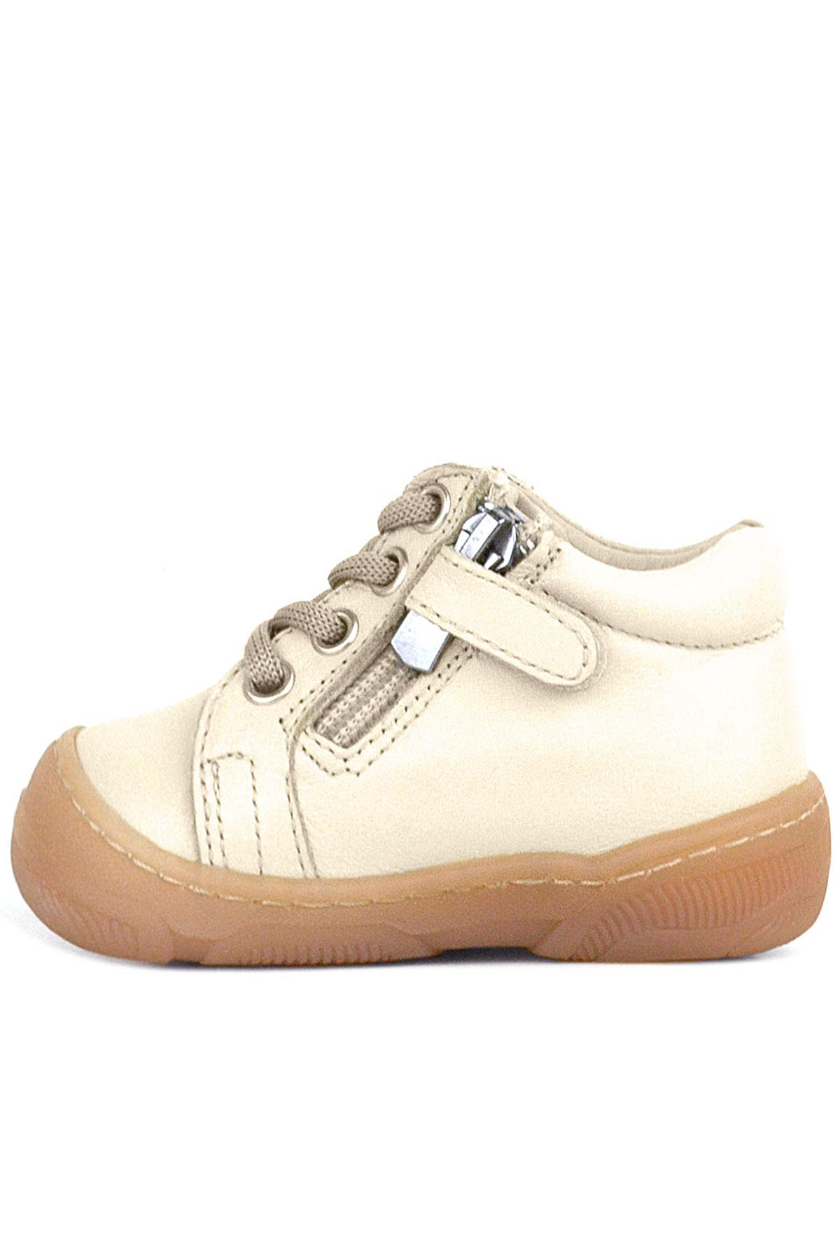 Soft Genuine Leather Zippered Beige Baby Boots