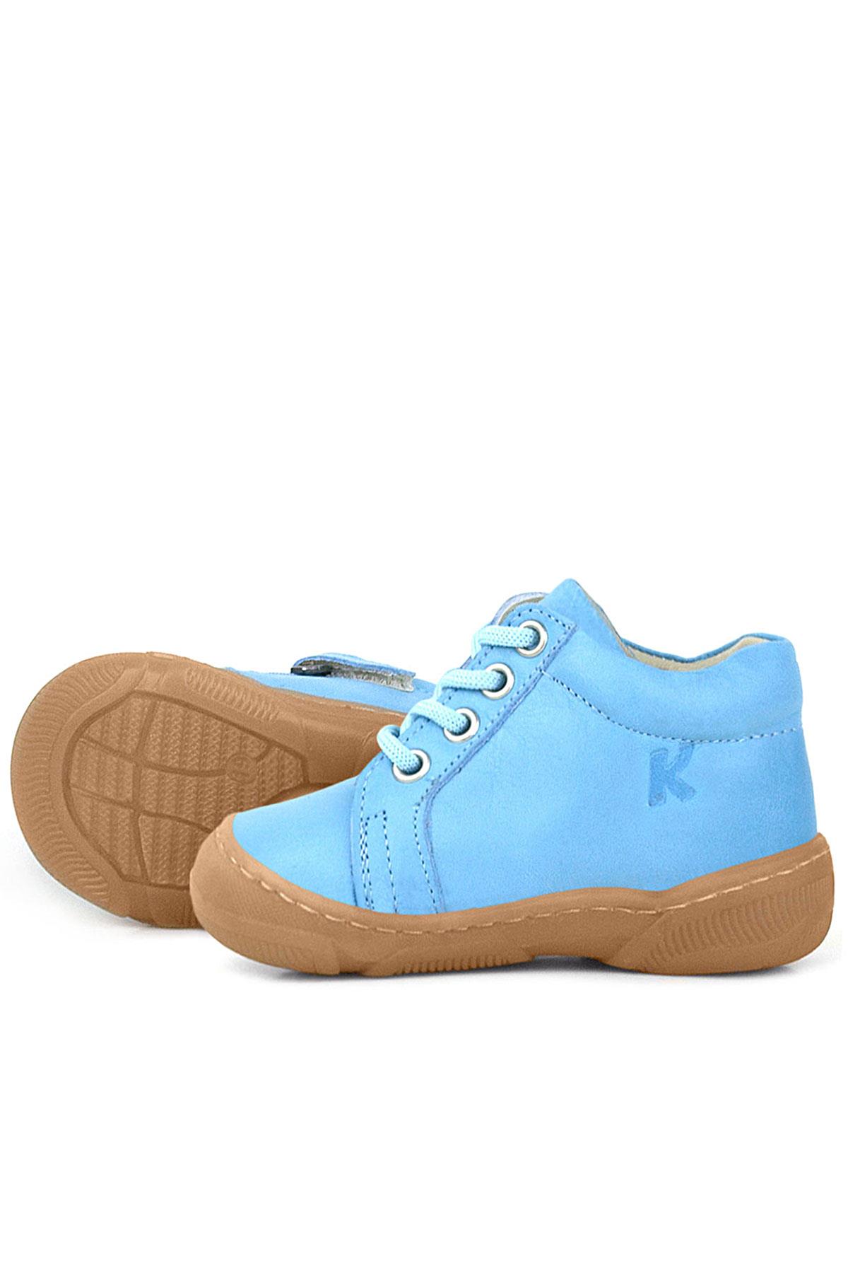 Anatomik Yumuşak Hakiki Deri Fermuarlı Mavi Bebek Bot Ayakkabı