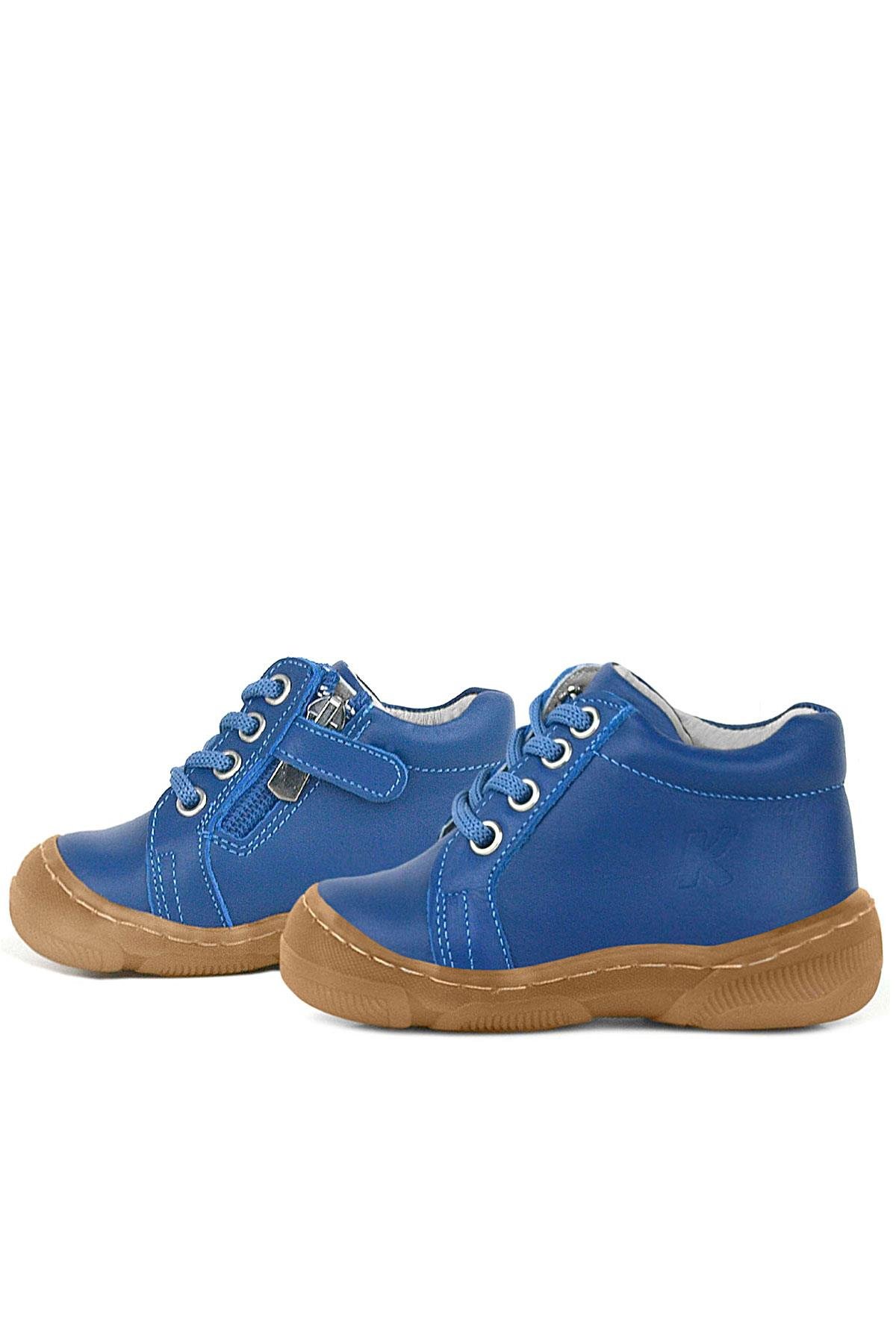 Soft Genuine Leather Zippered Dark Blue Baby Boots