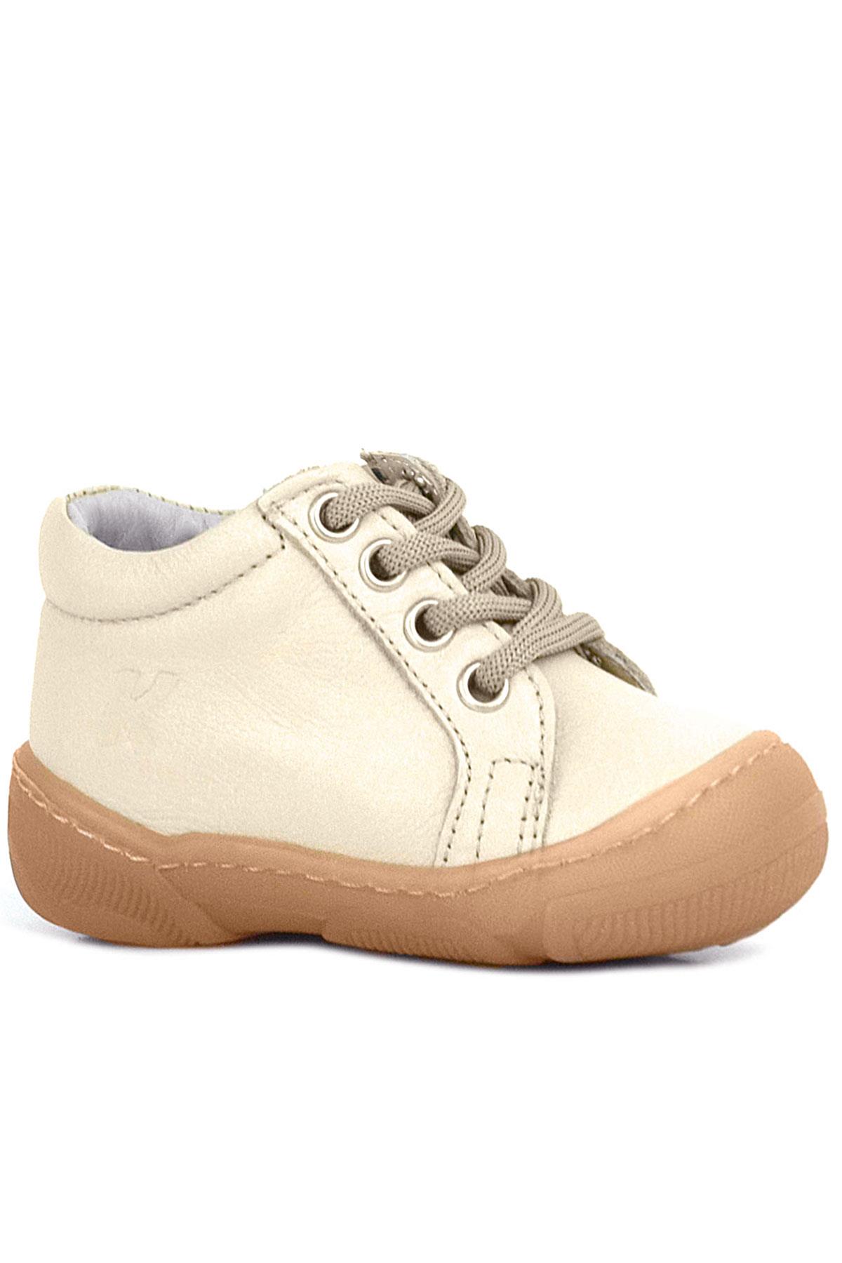 Soft Genuine Leather Zippered Beige Baby Boots