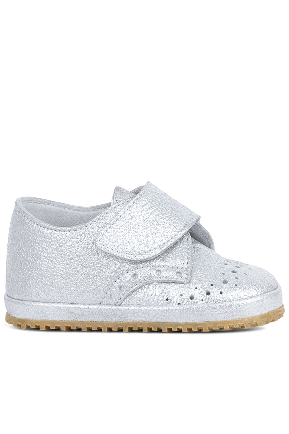Genuine Leather Silver Grey Banded Babies Shoes