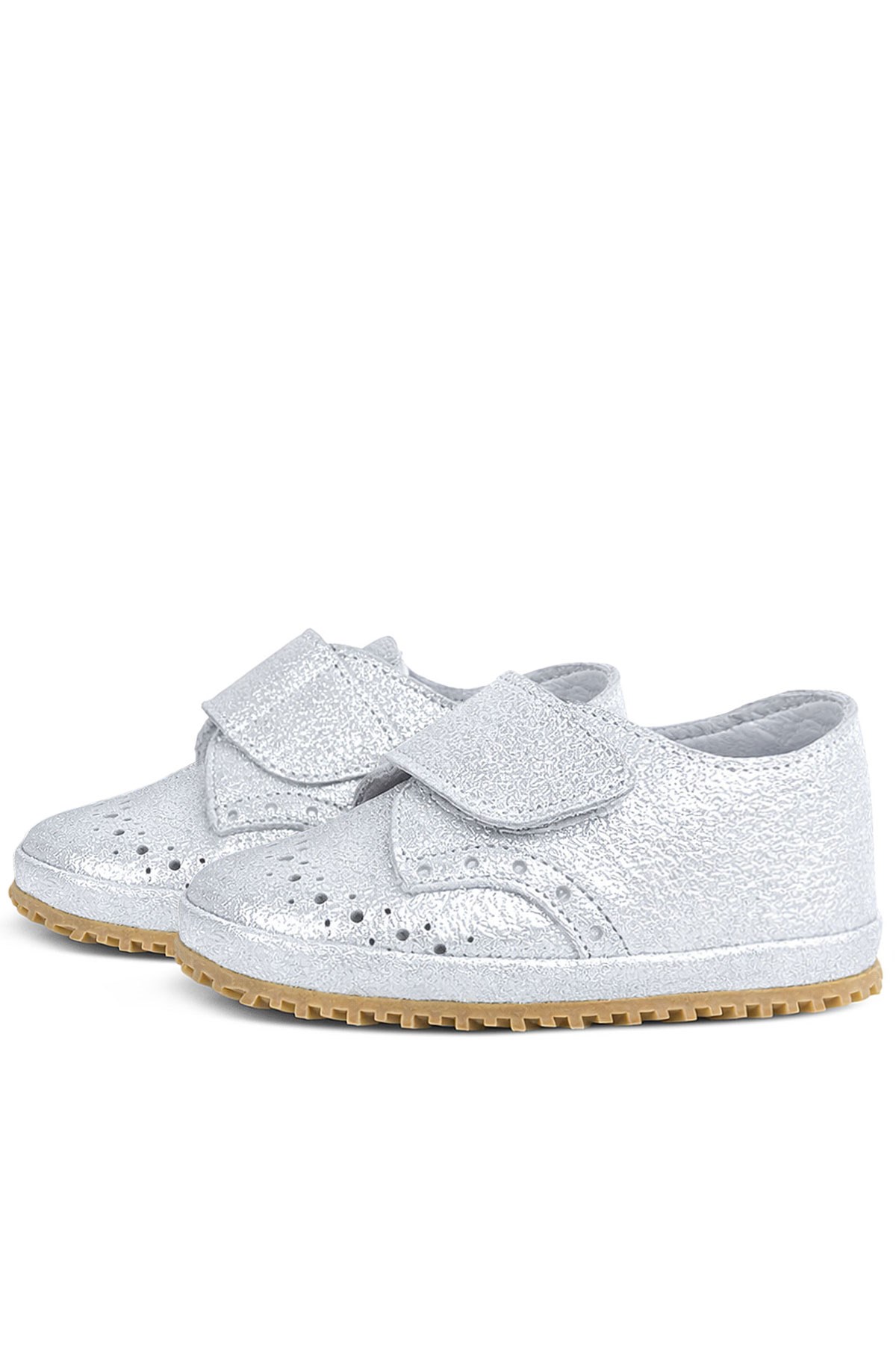 Genuine Leather Silver Grey Banded Babies Shoes