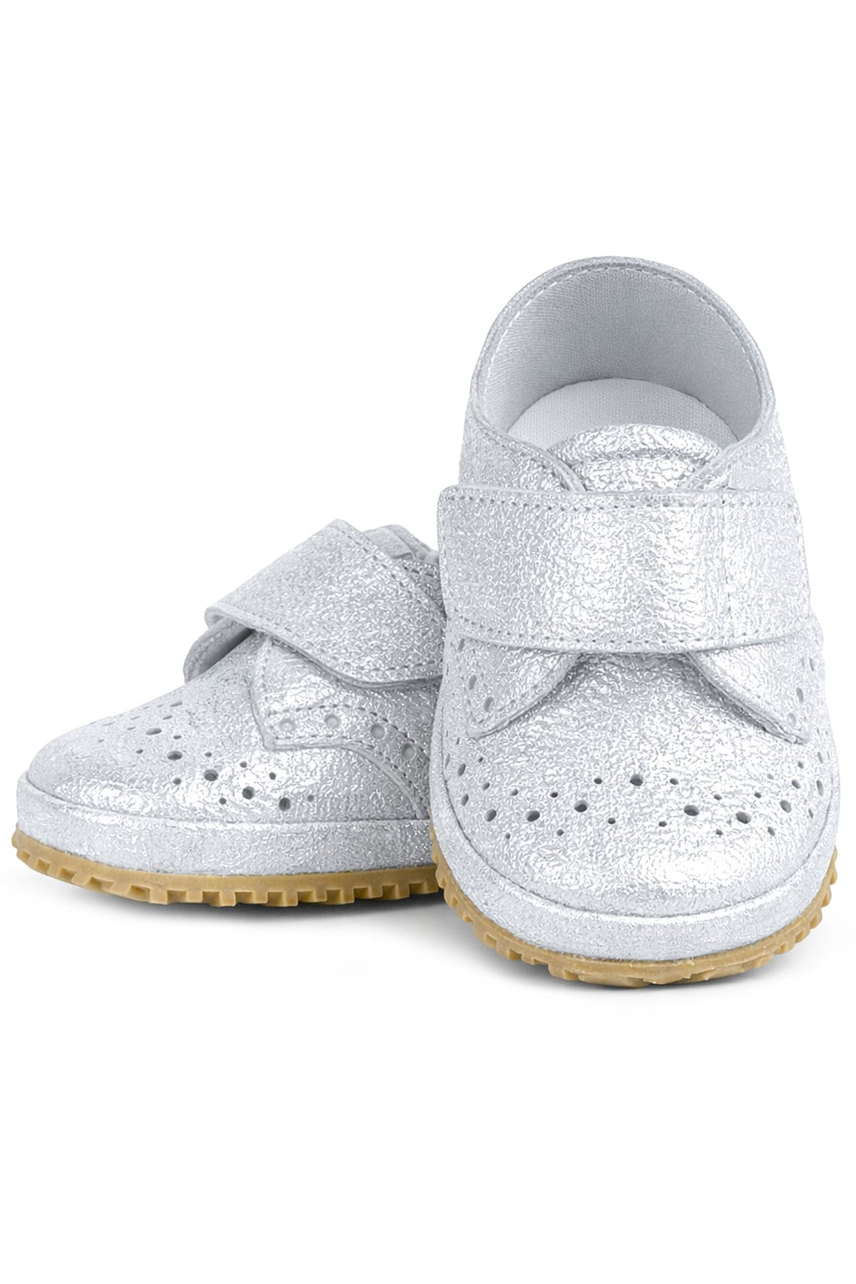 Genuine Leather Silver Grey Banded Babies Shoes