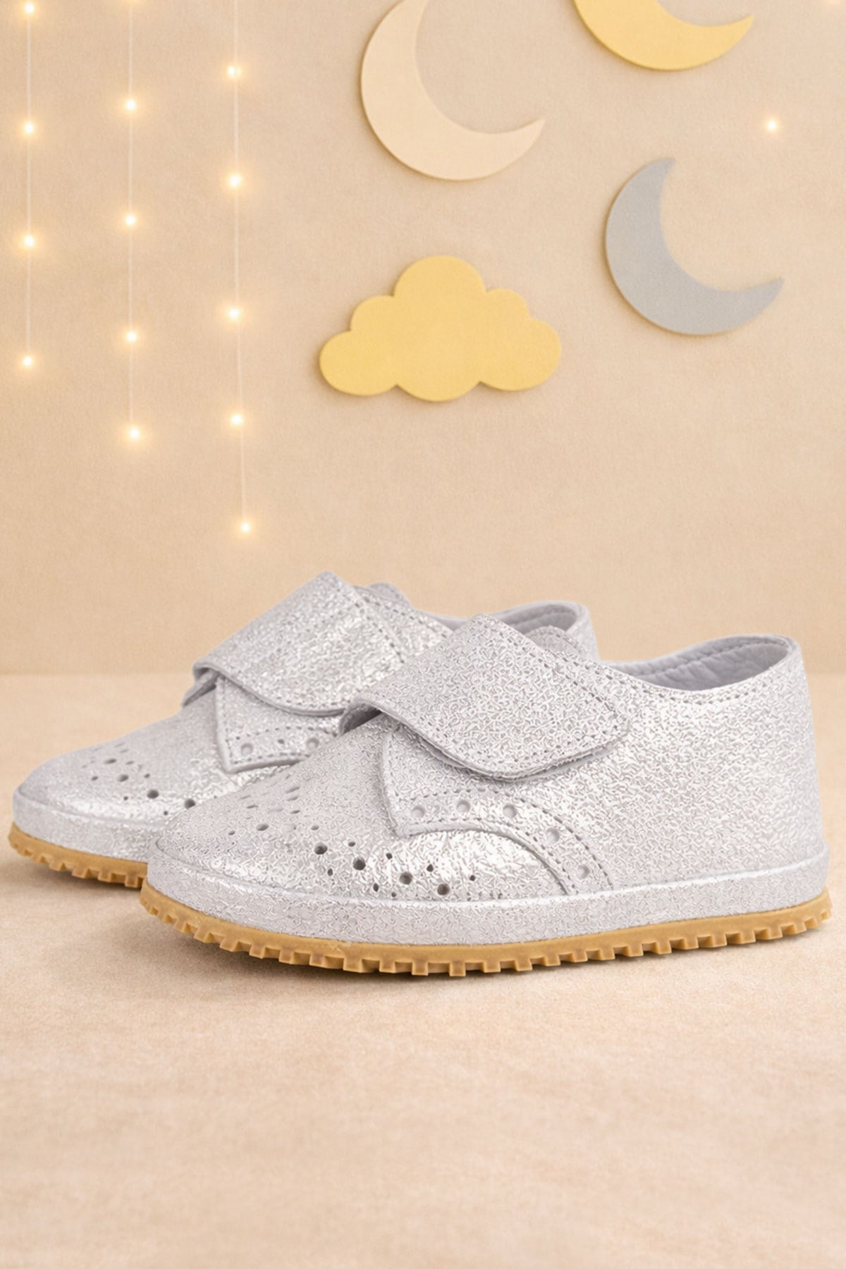 Genuine Leather Silver Grey Banded Babies Shoes