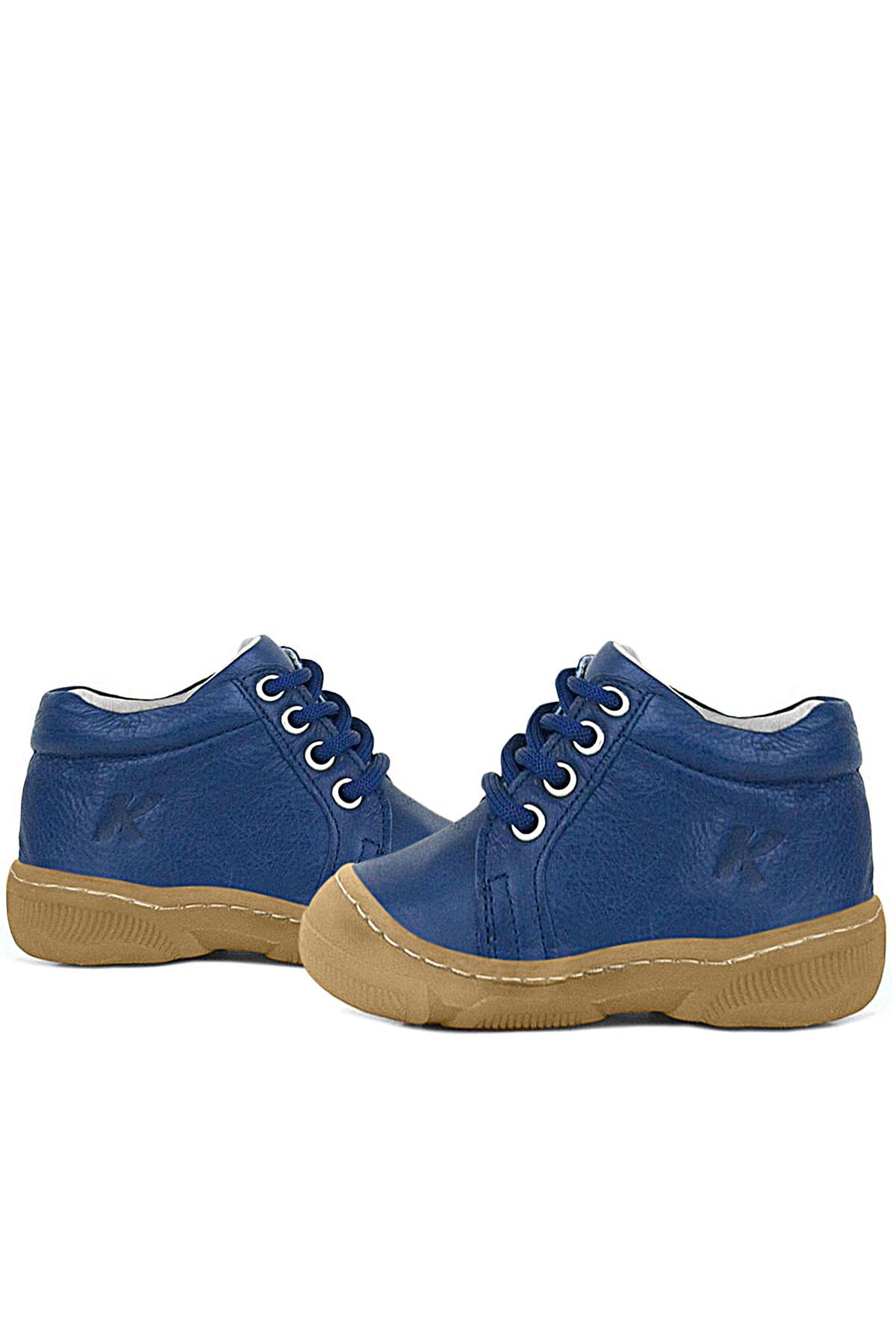 Soft Genuine Leather Zippered Navy Blue Baby Boots