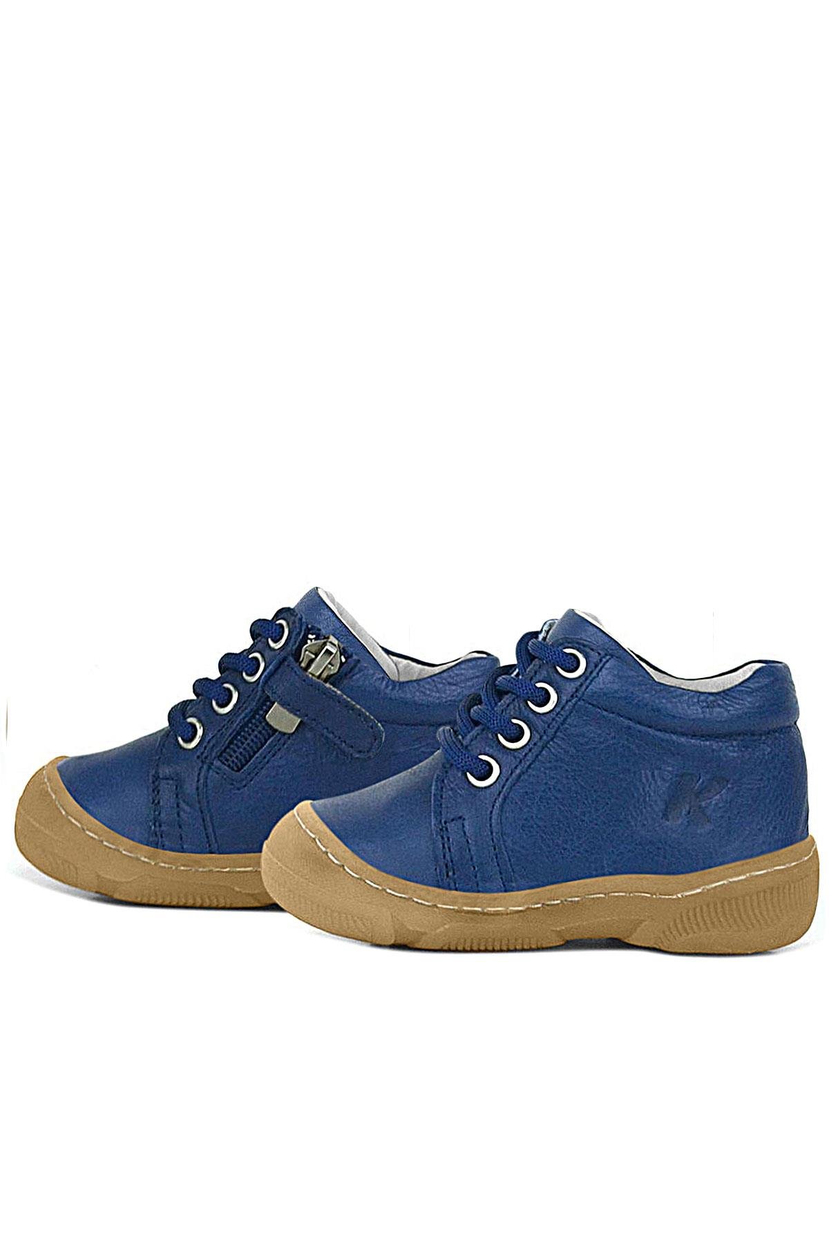 Soft Genuine Leather Zippered Navy Blue Baby Boots