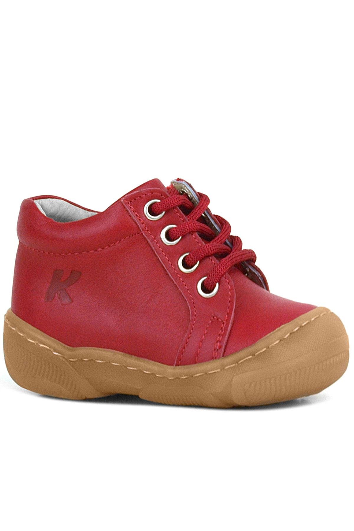 Anatomik Yumuşak Hakiki Deri Fermuarlı Kırmızı Bebek Bot Ayakkabı