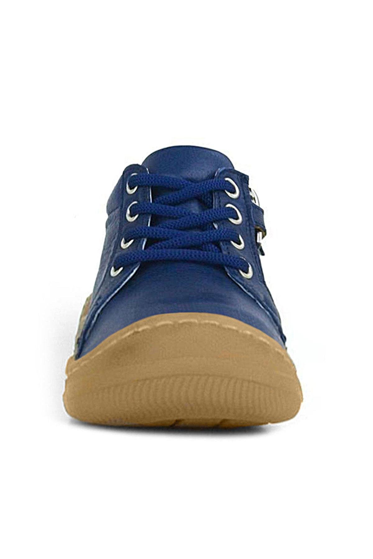 Soft Genuine Leather Zippered Navy Blue Baby Boots