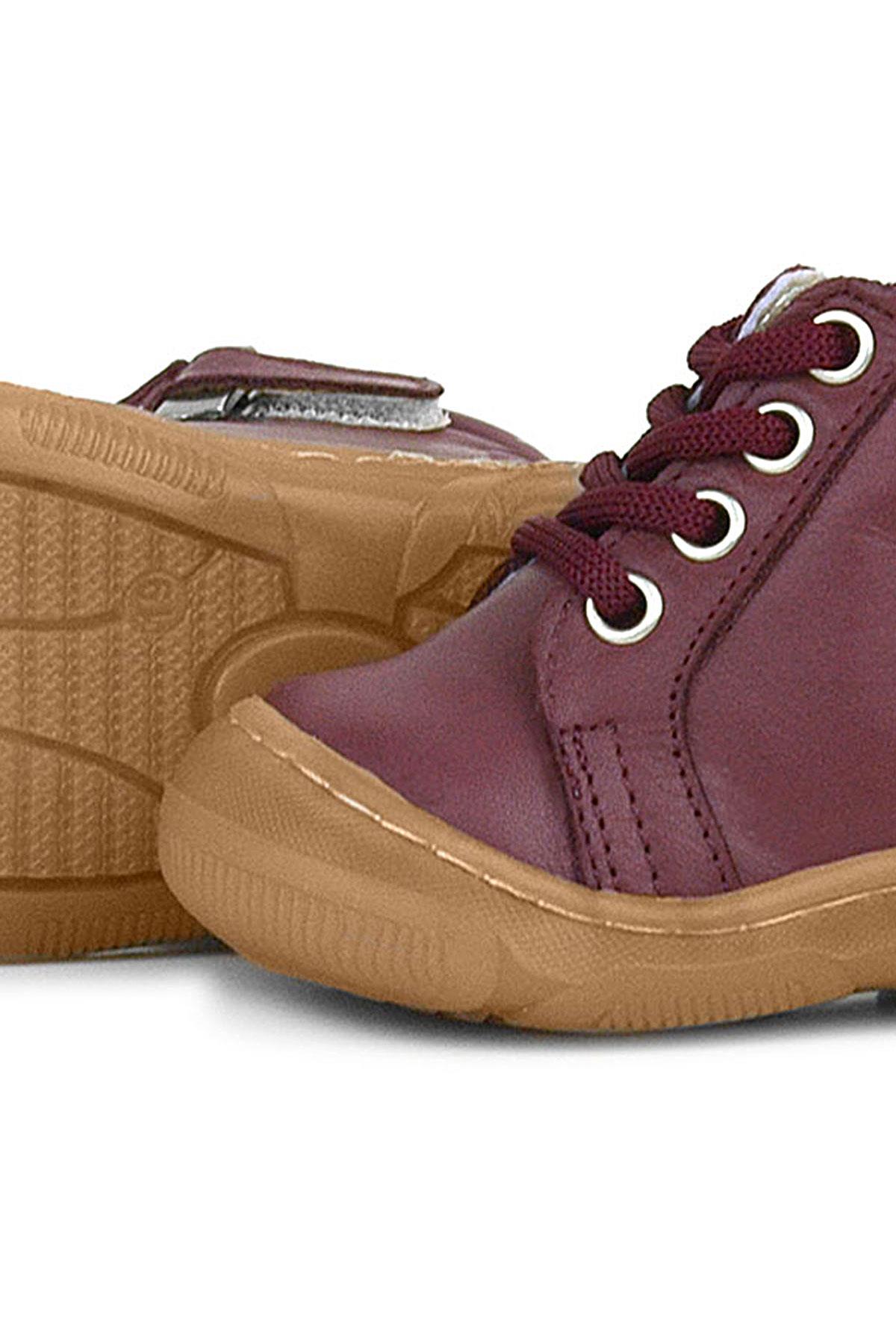 Soft Genuine Leather Zippered Claret Red Baby Boots