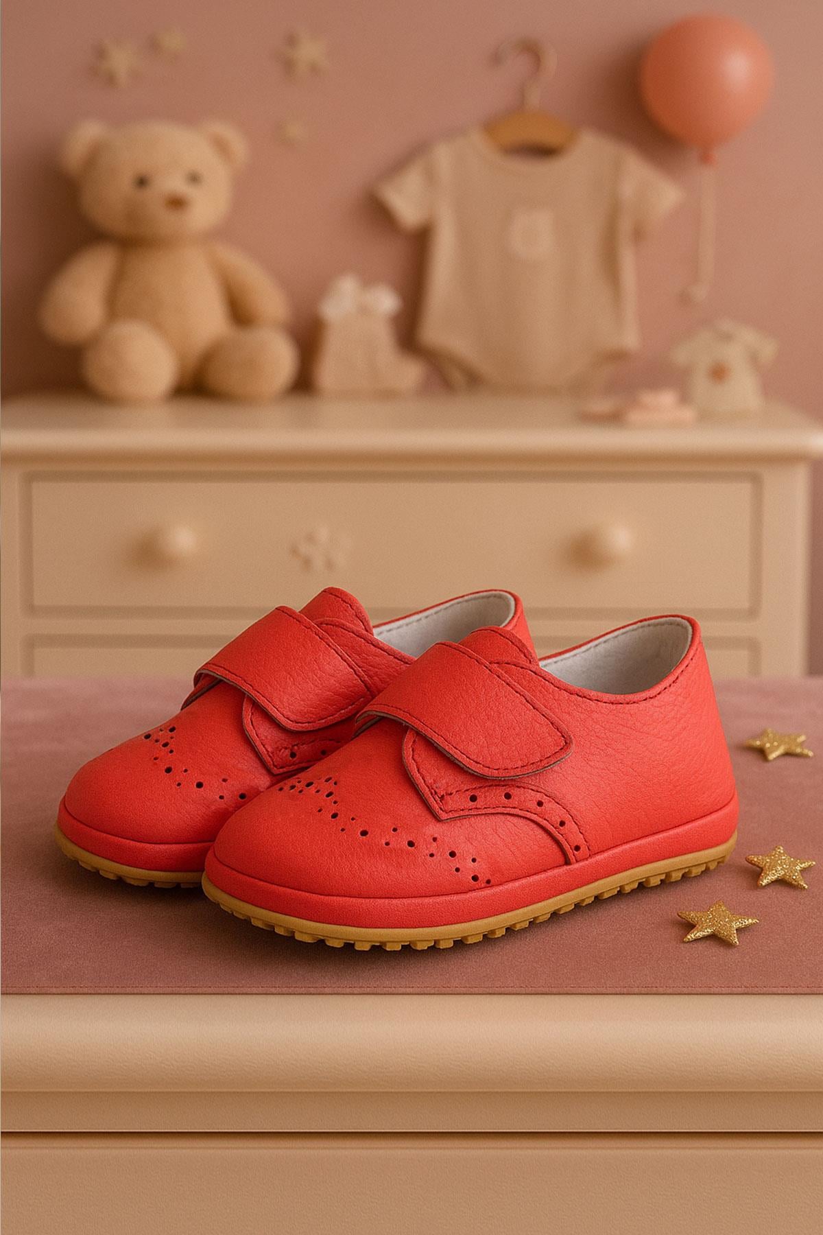 Genuine Leather Vermilion Banded Babies Shoes