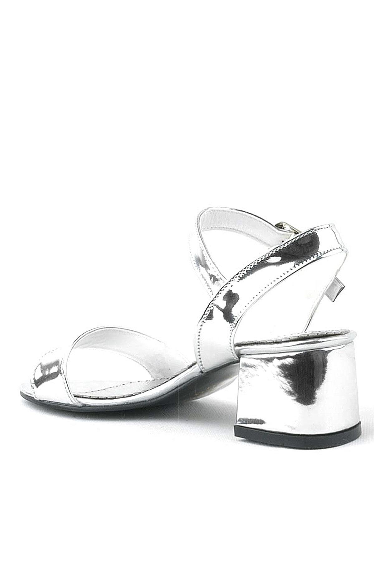 Pony Gümüş Aynalı Kalın Topuklu Kız Çocuk Abiye Ayakkabı