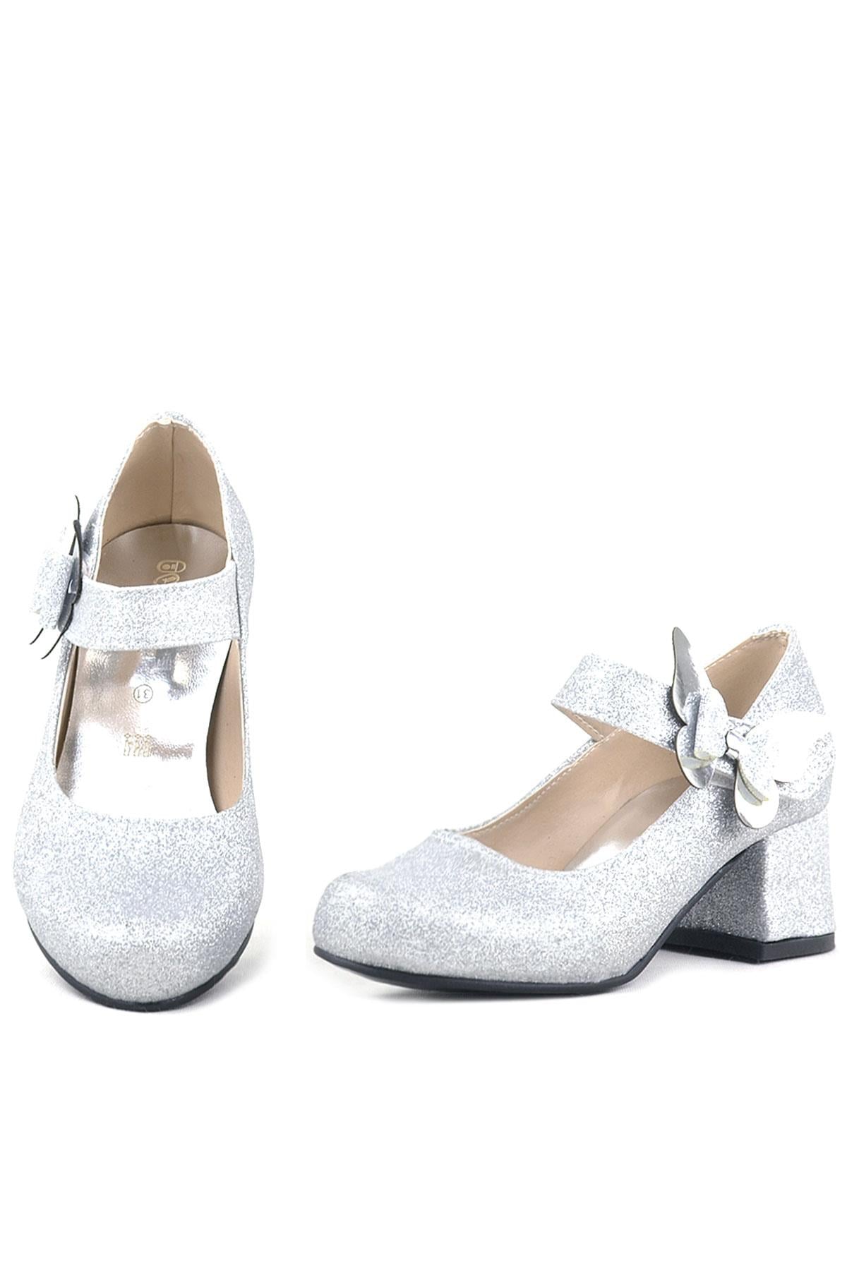 Winx Silvery Shiny Butterfly Kids Girls Heeled Shoes