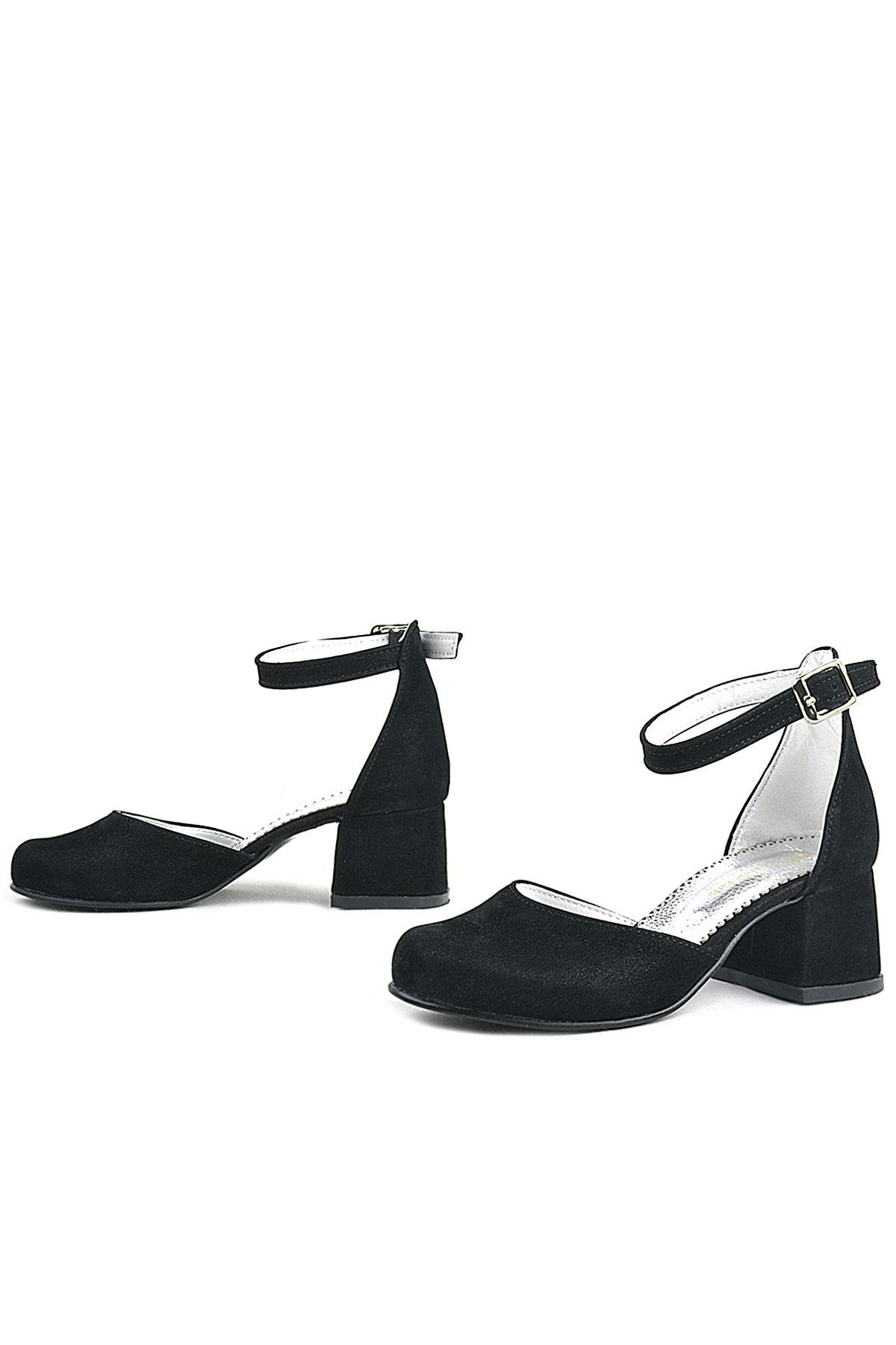 Black Suede Heels Thick Girls High Heeled Shoes