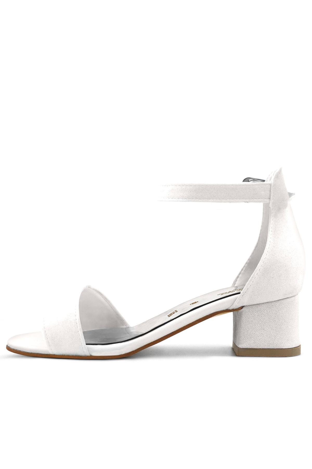 Lilo Simli Beyaz Tek Bantlı Kız Çocuk Topuklu Abiye Ayakkabı