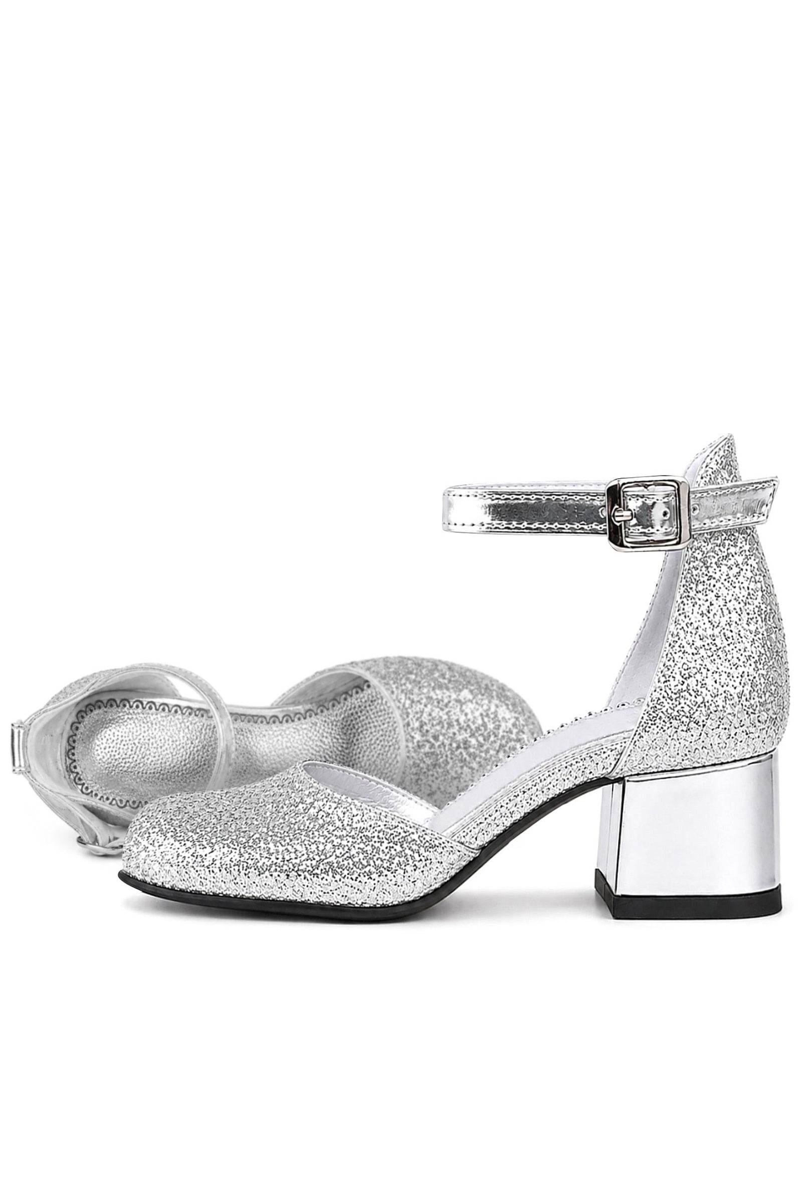 Girl's Shoes Heels Silver Heels Thick Sarikaya
