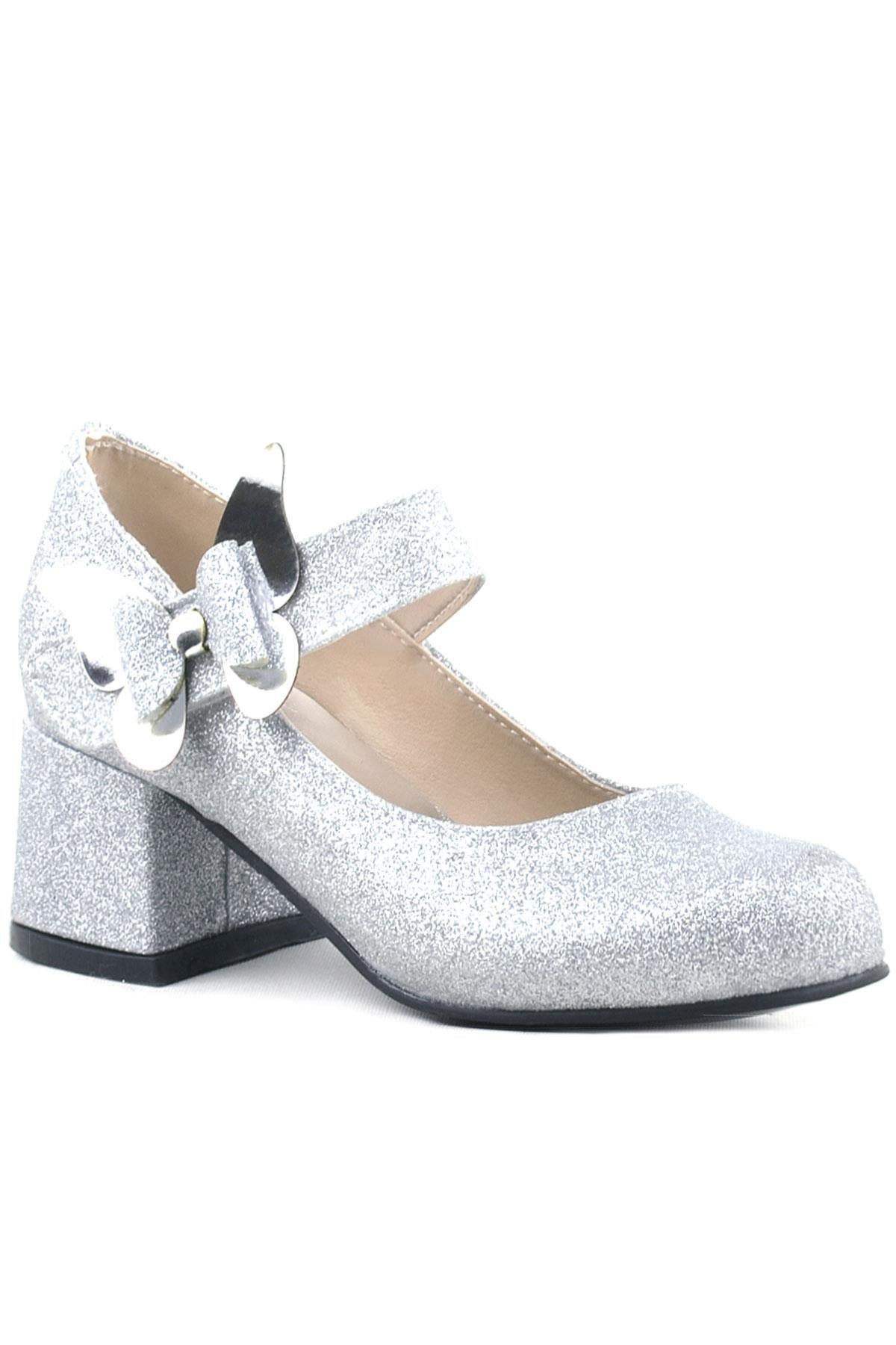 Winx Silvery Shiny Butterfly Kids Girls Heeled Shoes