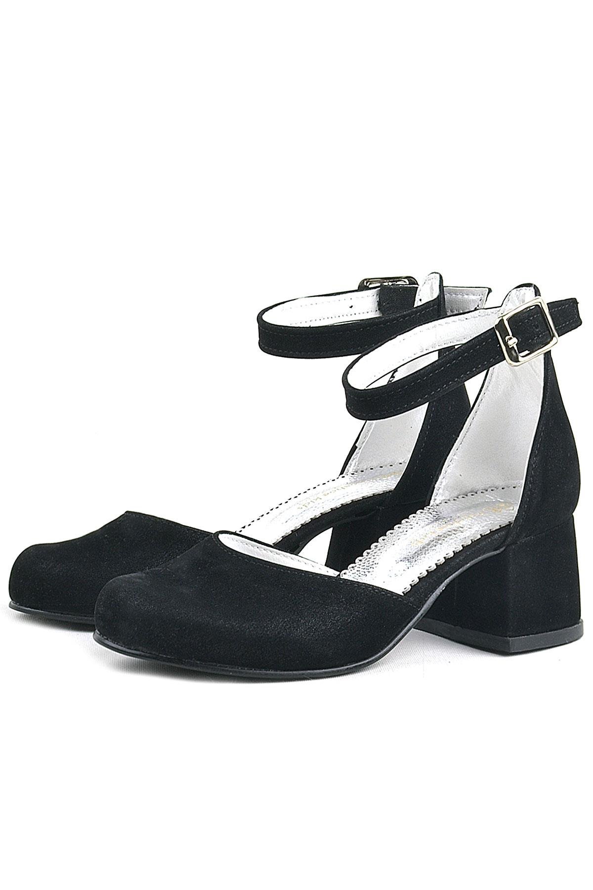 Black Suede Heels Thick Girls High Heeled Shoes
