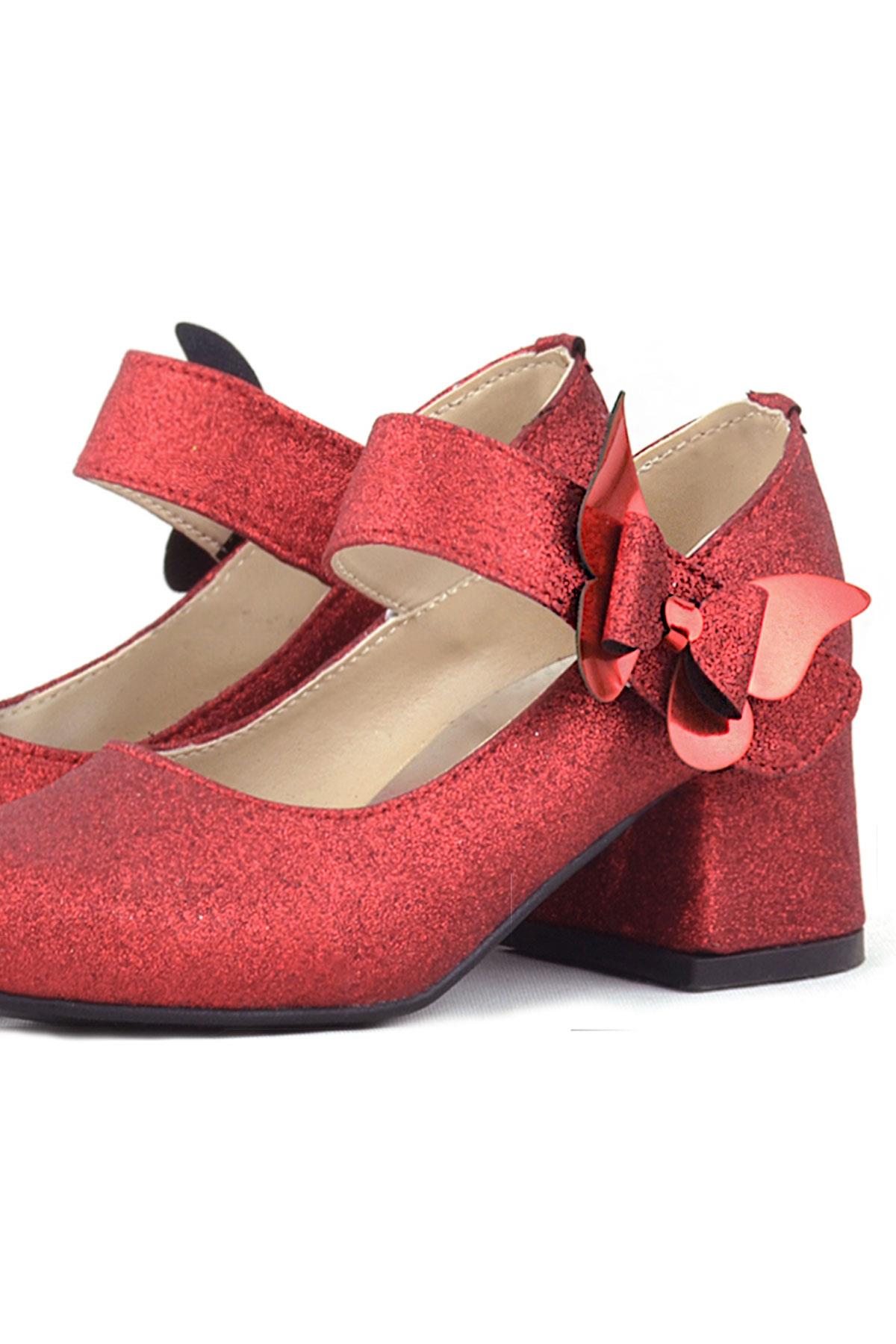 Winx Red Shiny Butterfly Kids Girls Heeled Shoes