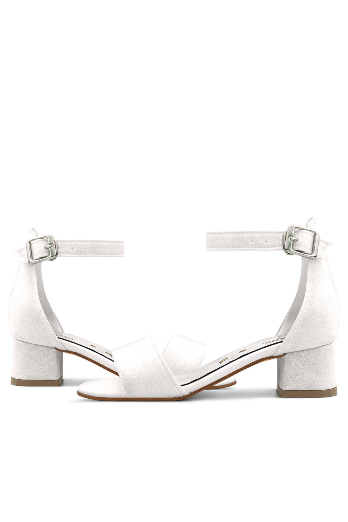 Lilo Simli Beyaz Tek Bantlı Kız Çocuk Topuklu Abiye Ayakkabı