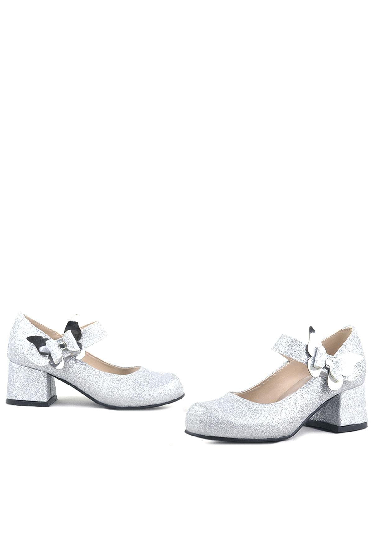 Winx Silvery Shiny Butterfly Kids Girls Heeled Shoes
