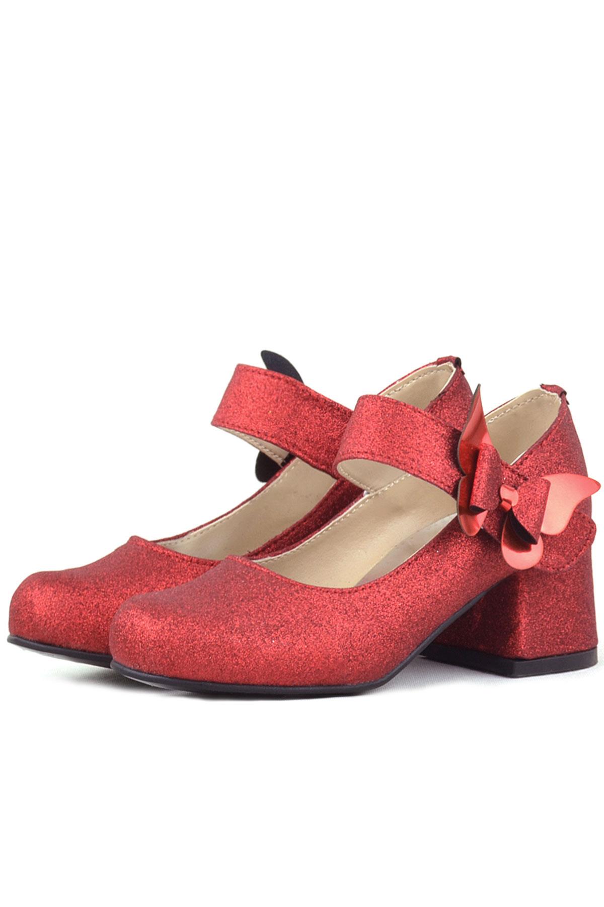 Winx Red Shiny Butterfly Kids Girls Heeled Shoes