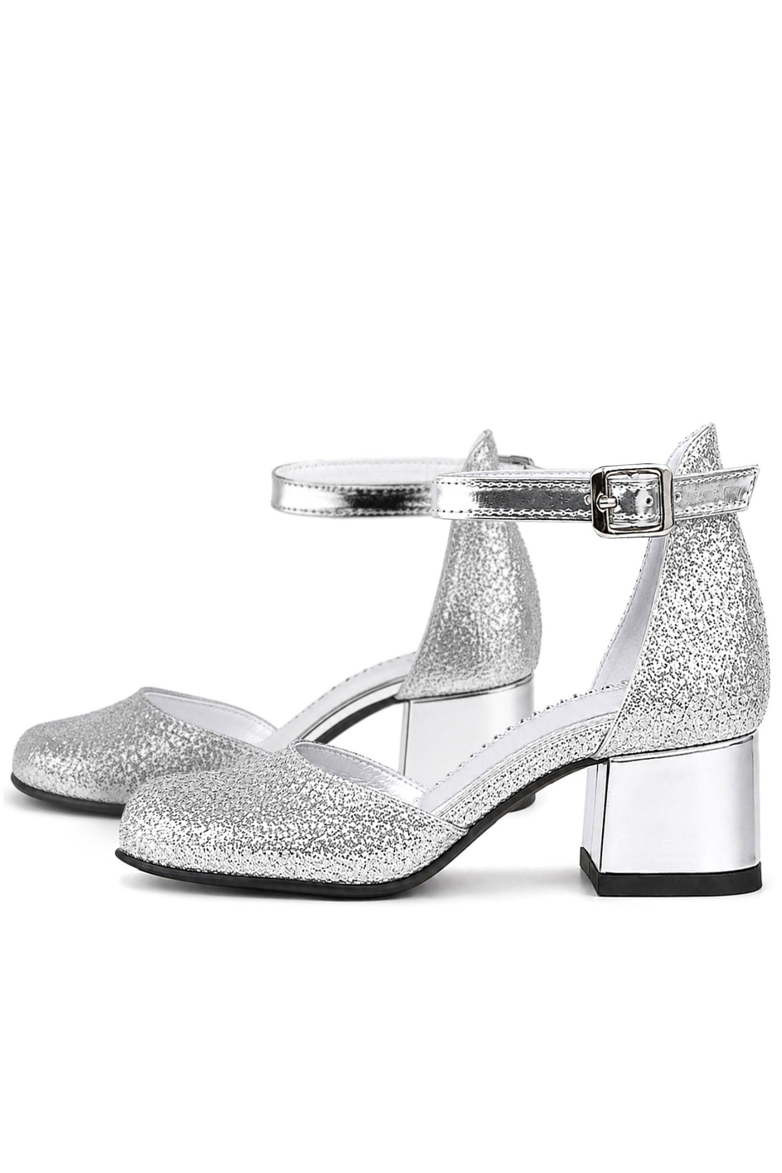 Girl's Shoes Heels Silver Heels Thick Sarikaya