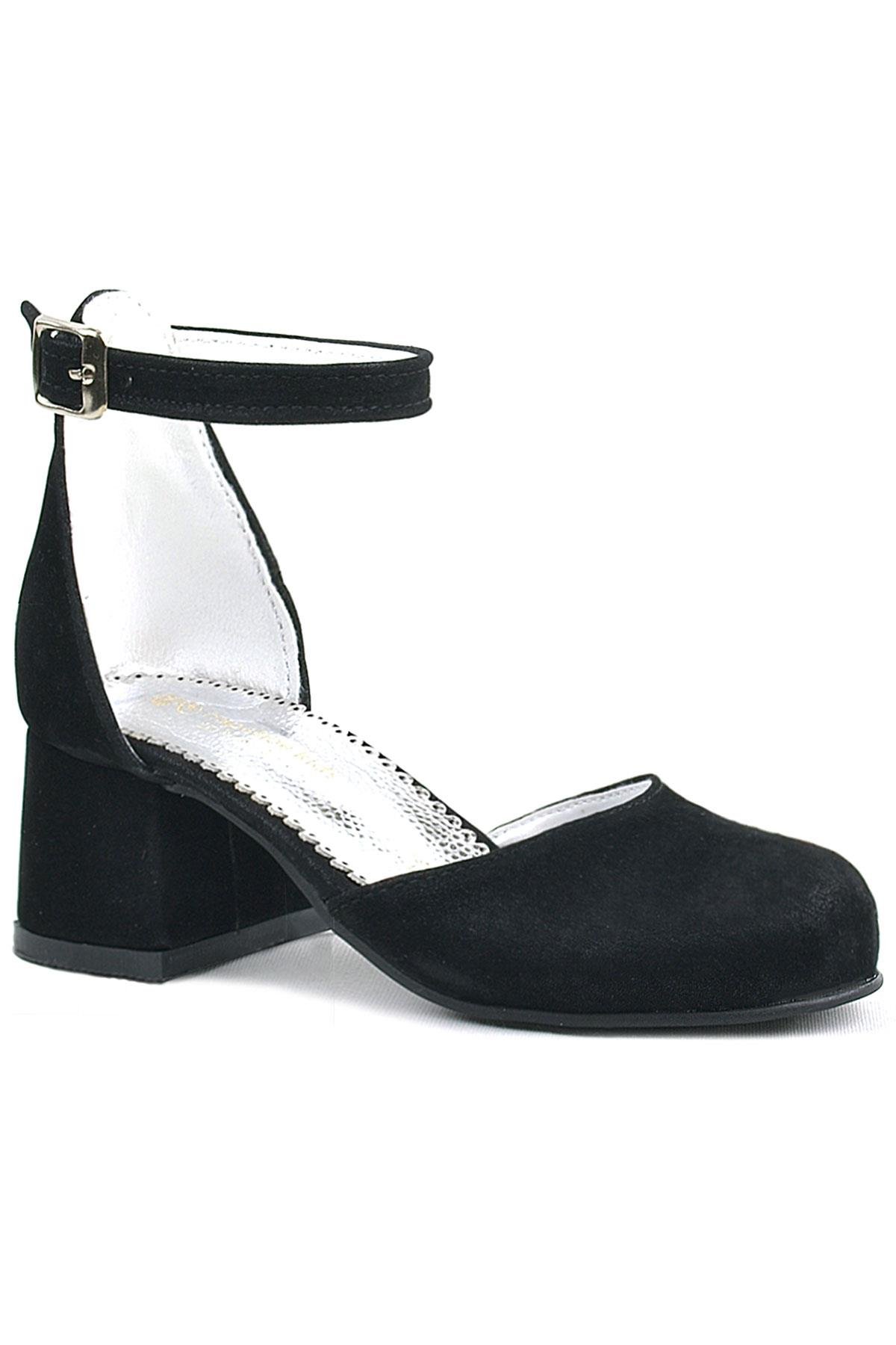 Black Suede Heels Thick Girls High Heeled Shoes