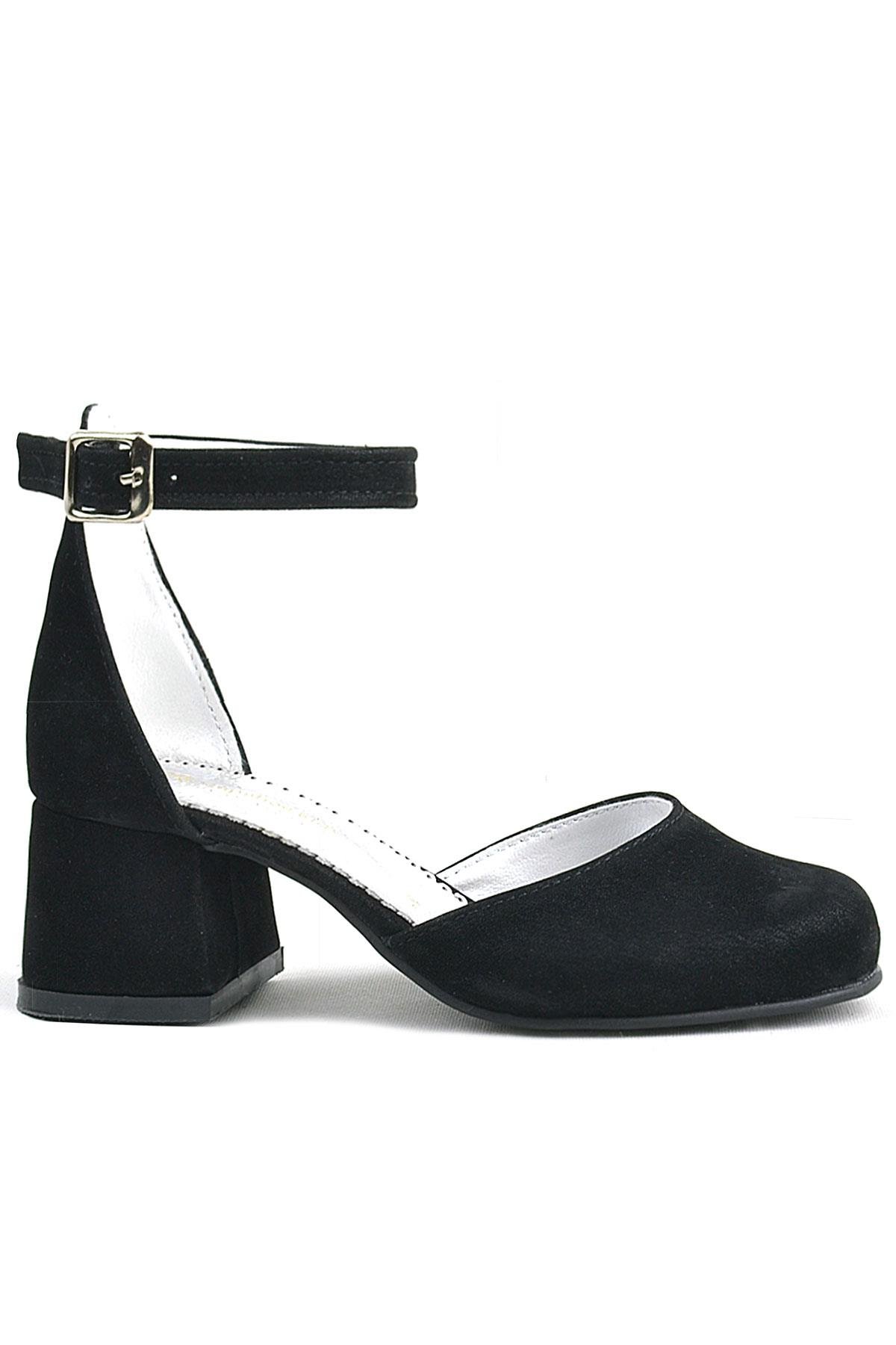 Black Suede Heels Thick Girls High Heeled Shoes